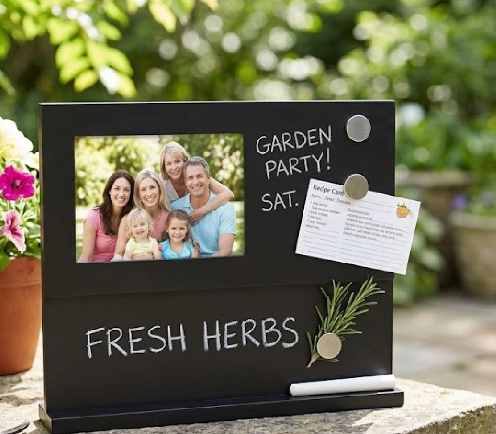 Jiallo Aura Multi-Functional 4x6" Photo Frame and Magnetic Chalkboard Station