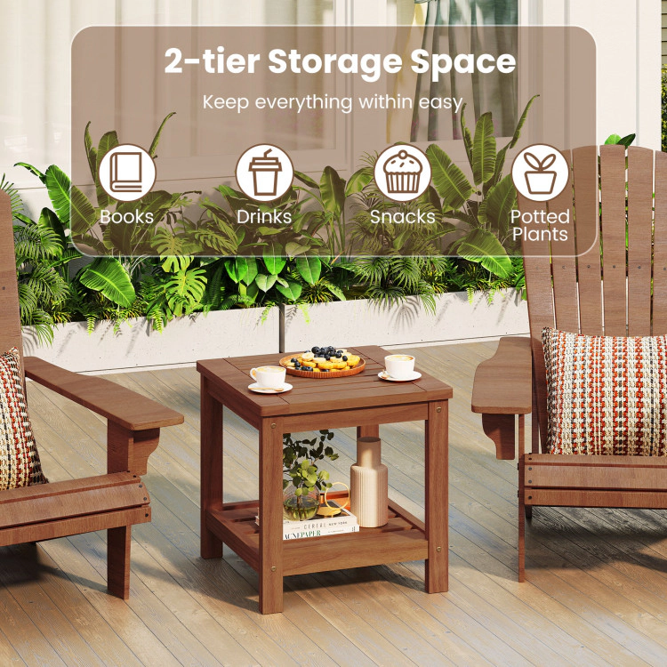 Hivvago 2-Tier Outdoor Side Table With Storage Shelf For Patio