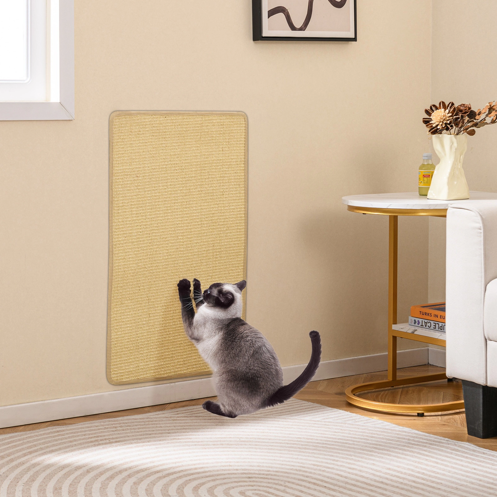 SUGIFT 2-Piece Natural Sisal Cat Scratcher Mat Set 32 x 20 in Pads