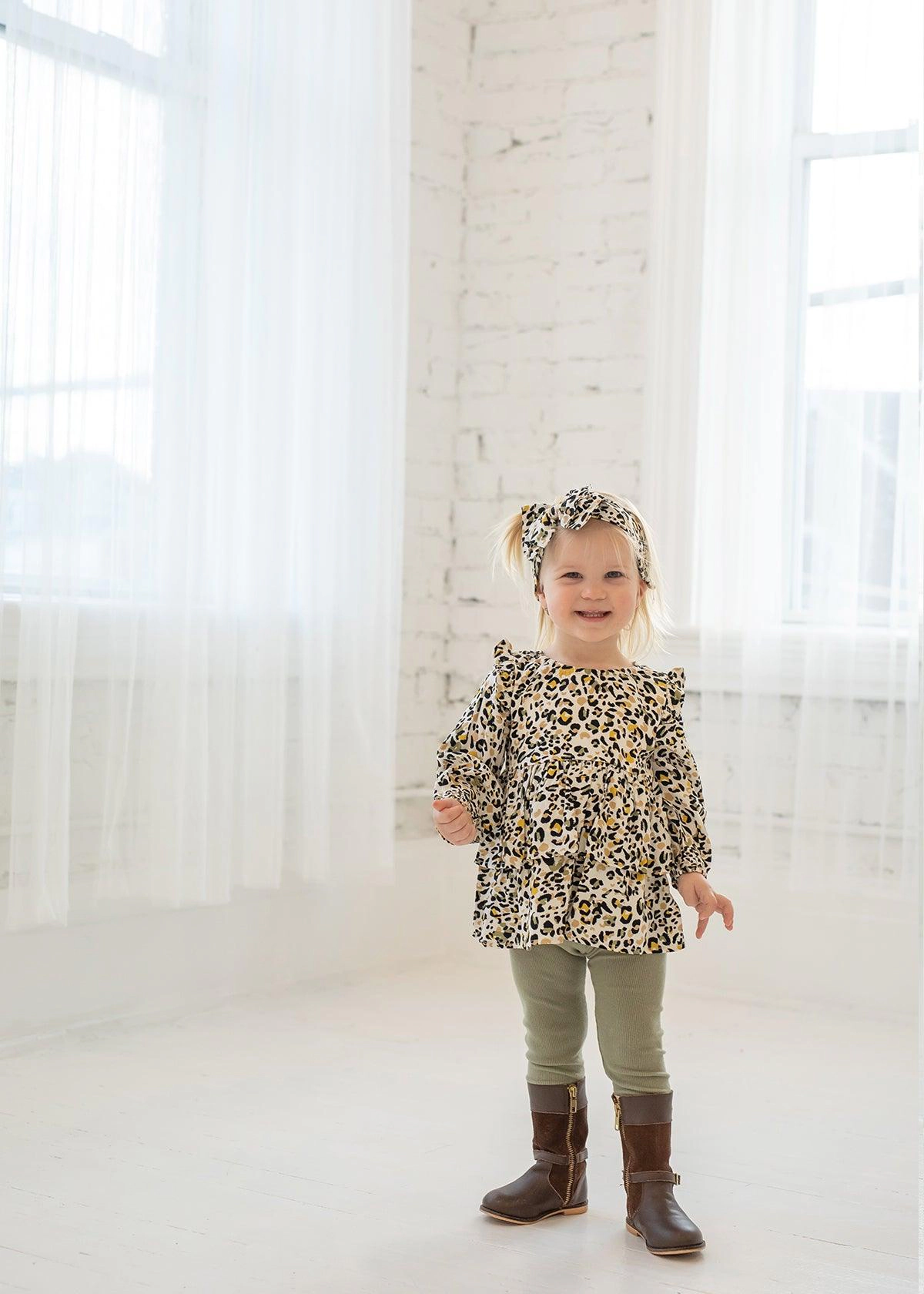 Mabel and Honey Piper Rayon Ruffle Top Knit Leggings 2-Piece Set