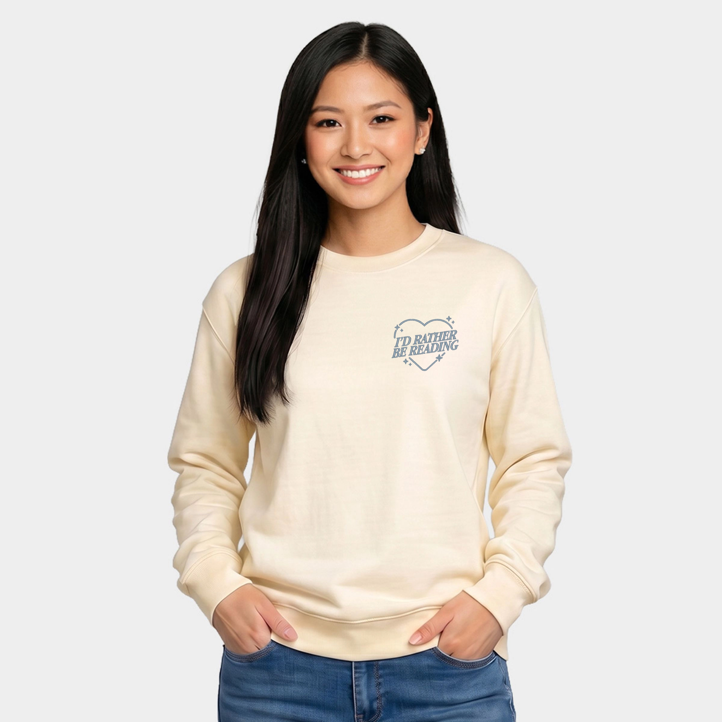 Simply Sage Market - Women's Graphic Sweatshirt Embroidered I'd Rather Be Reading
