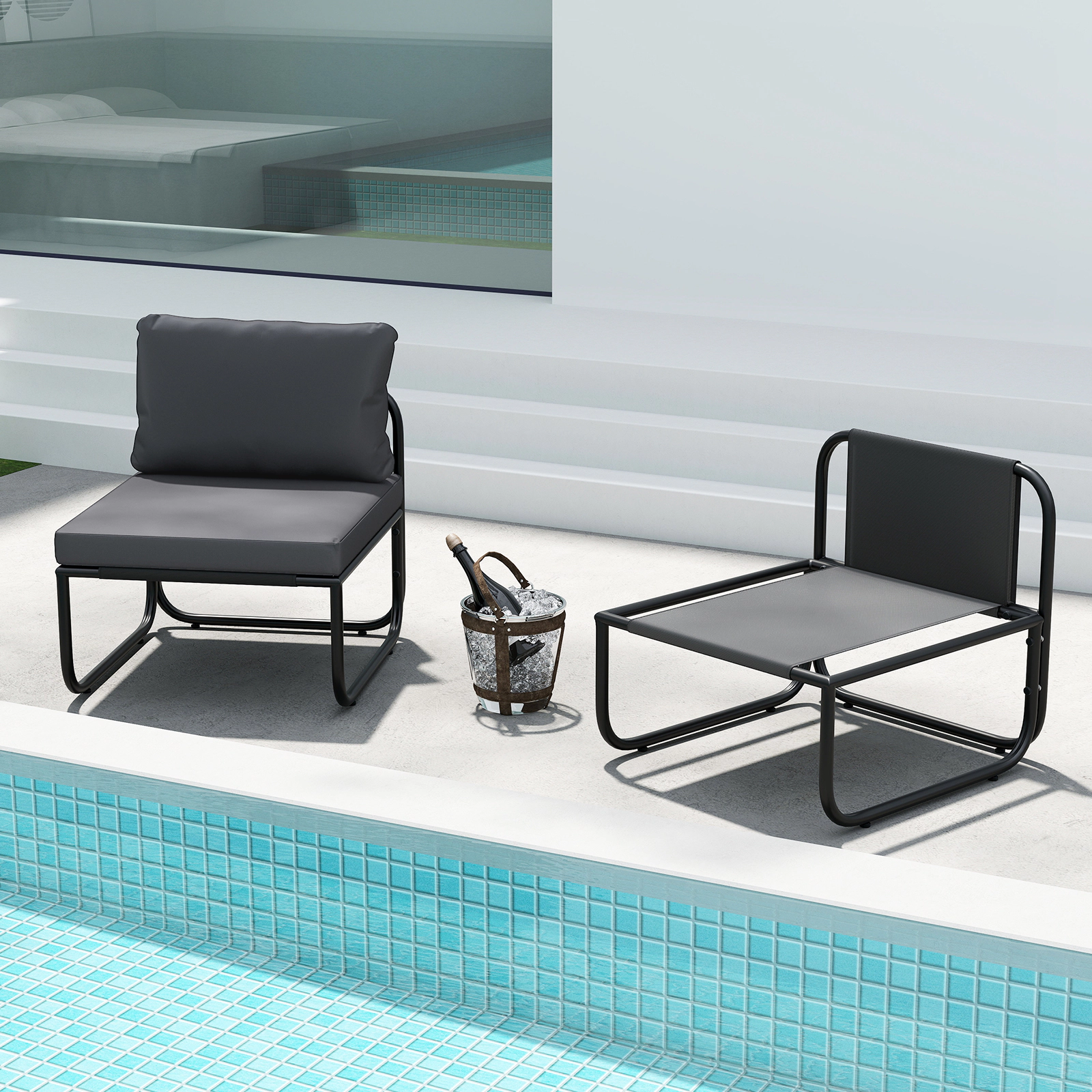 LJG Outdoor Patio Chairs Set of 2 with Removable Cushions and Adjustable Foot Pads