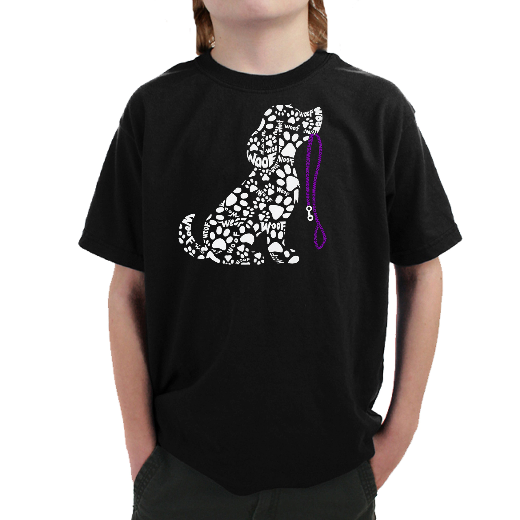 LA Pop Art Boy's Word T-Shirt - Dog Leash