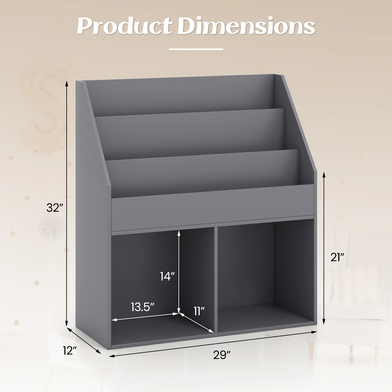 Hivvago Wooden Children’s Bookshelf with Storage