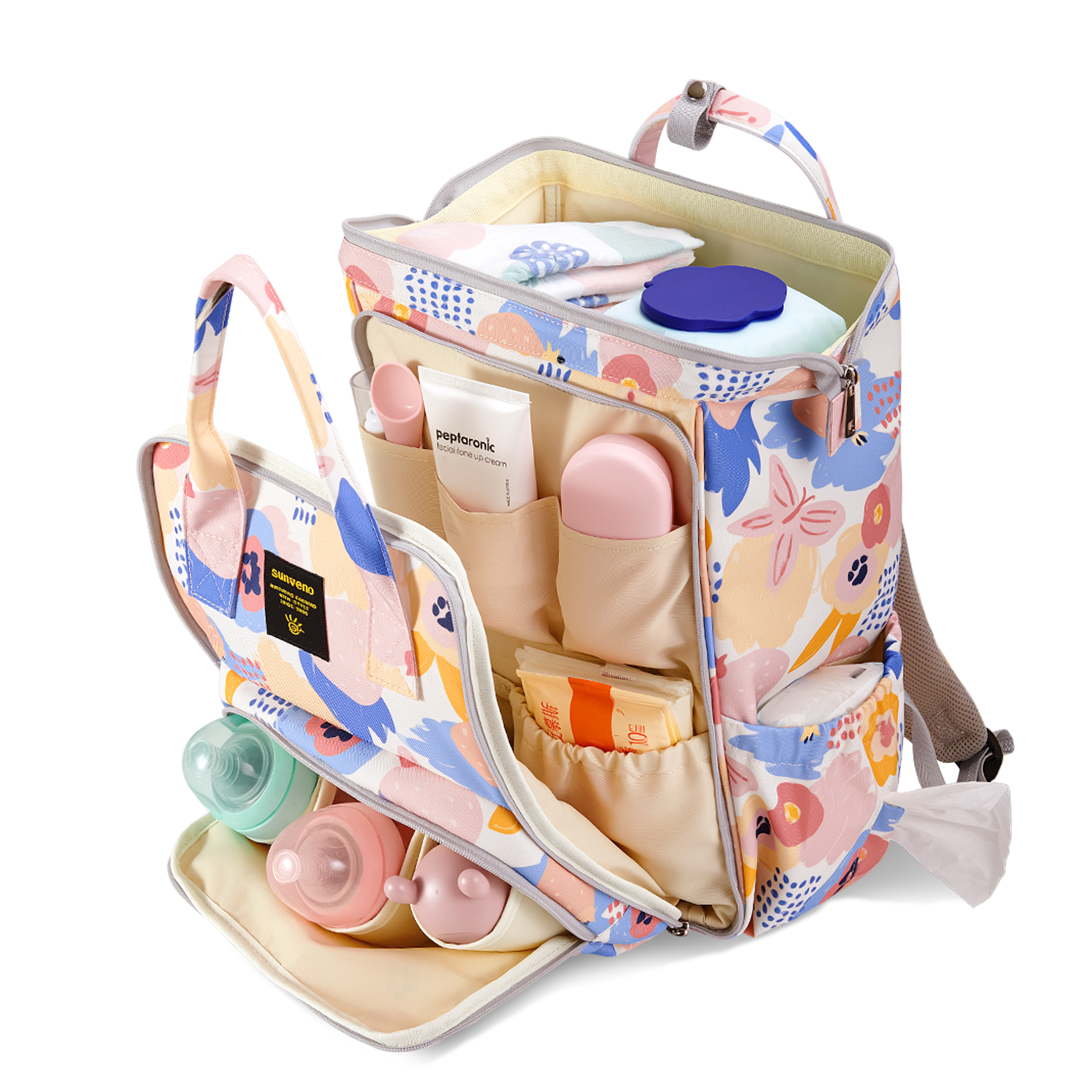SUNVENO Wide-Open Frame Diaper Bag Backpack