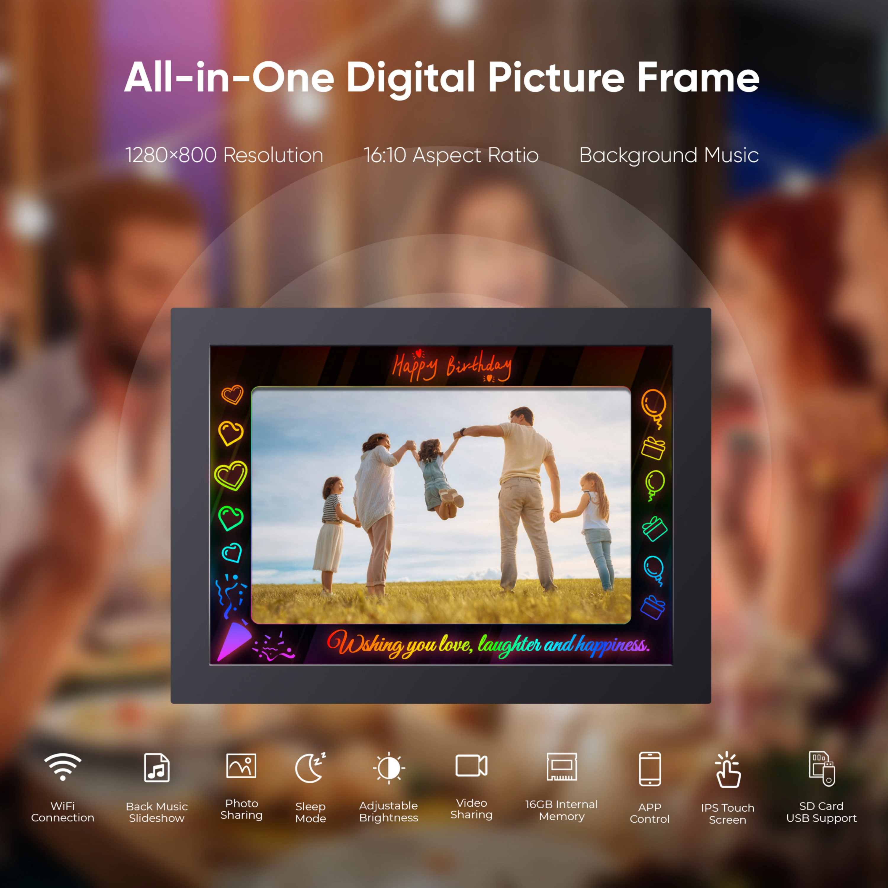 Eco4life 10.1" WiFi RGB Digital Photo Frame Birthday Gift for Women