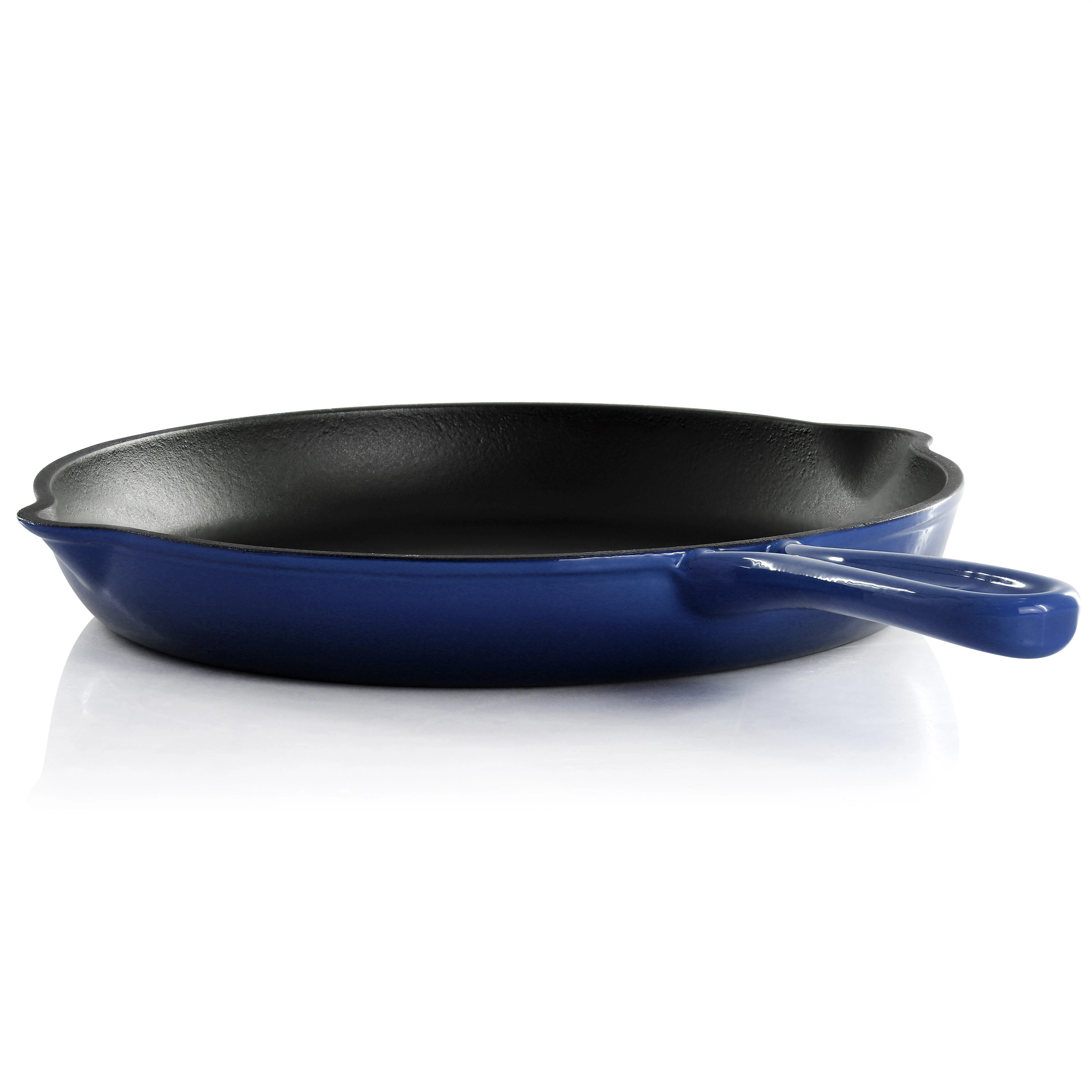 MegaChef Round 10.25 Inch Enameled Cast Iron Skillet Gradient Dark Blue
