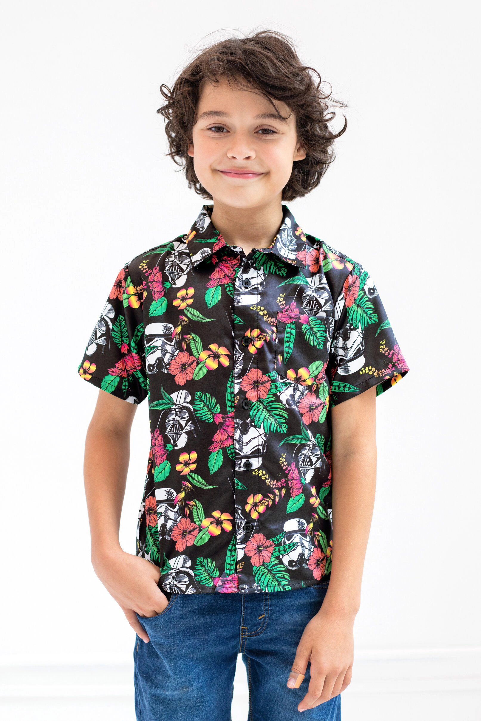 Star Wars Boys' Hawaiian Button Down Shirt