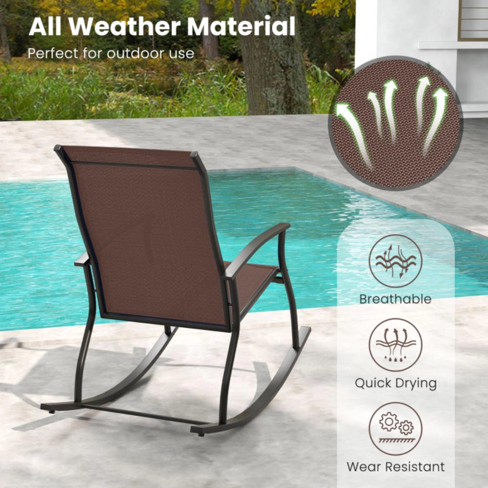 Hivvago 2 Pieces Outdoor Rocking Chairs With Breathable Backrest