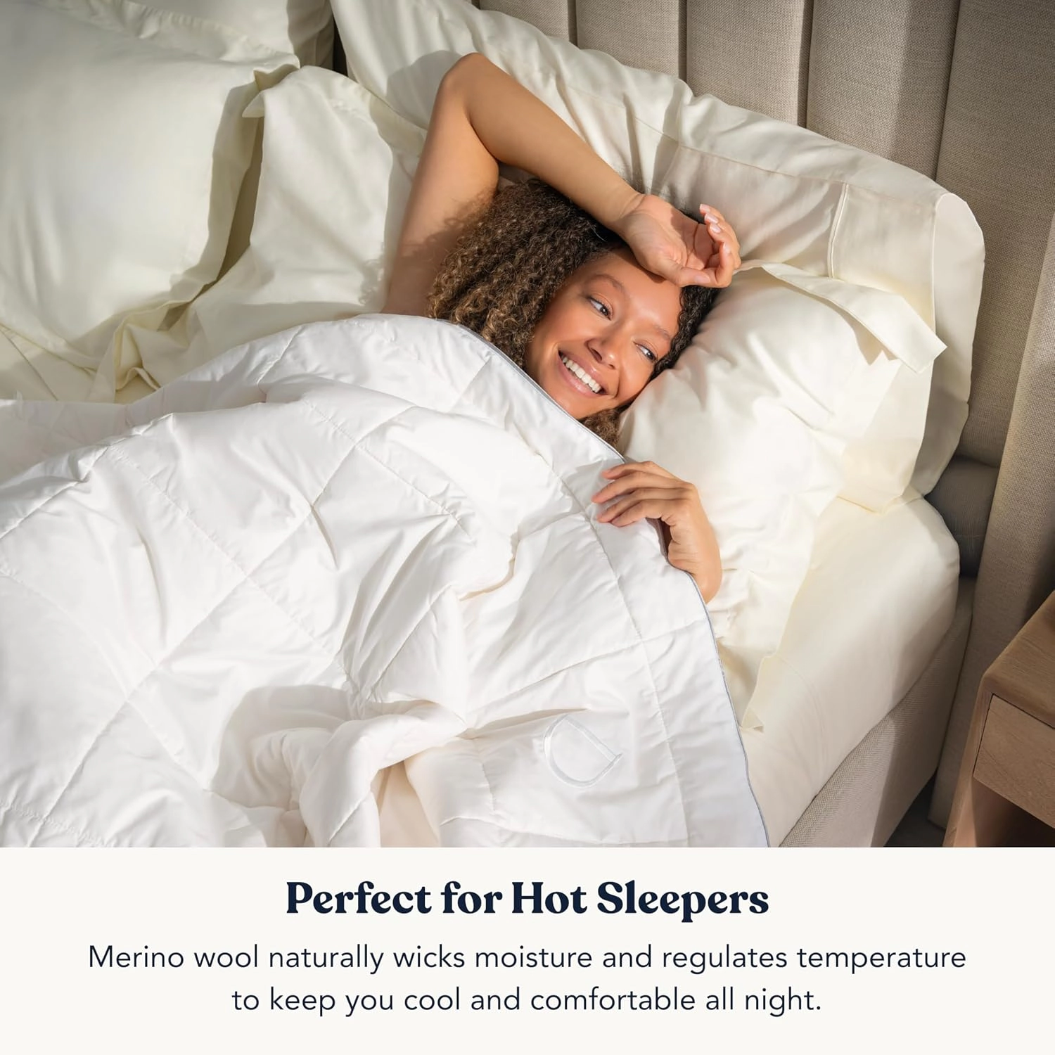 Delara Organic Merino Wool All-Season Comforter 500 GSM 400TC Cotton Shell OEKO-TEX & Woolmark Certified