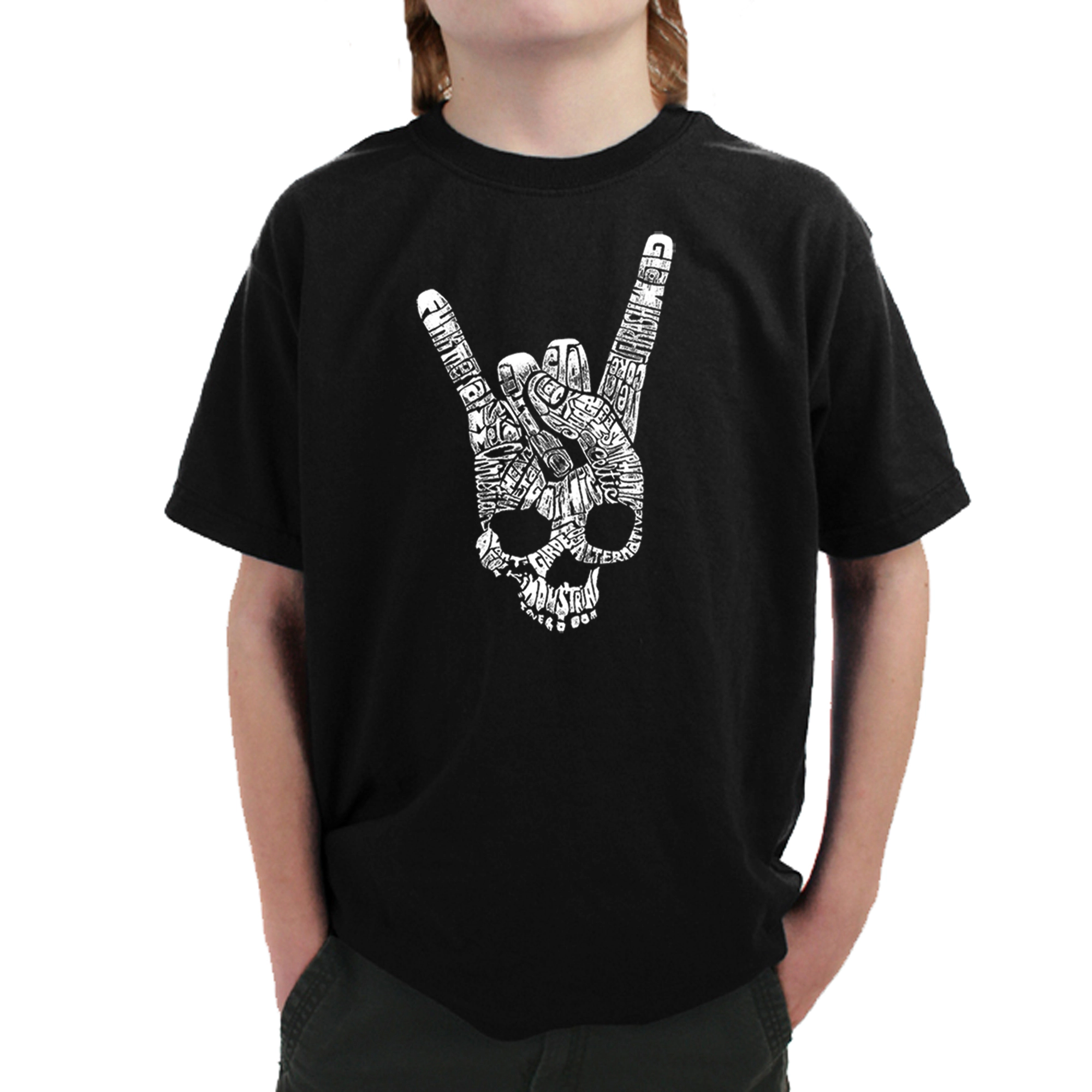 LA Pop Art Boy's Word T-Shirt - Heavy Metal Genres
