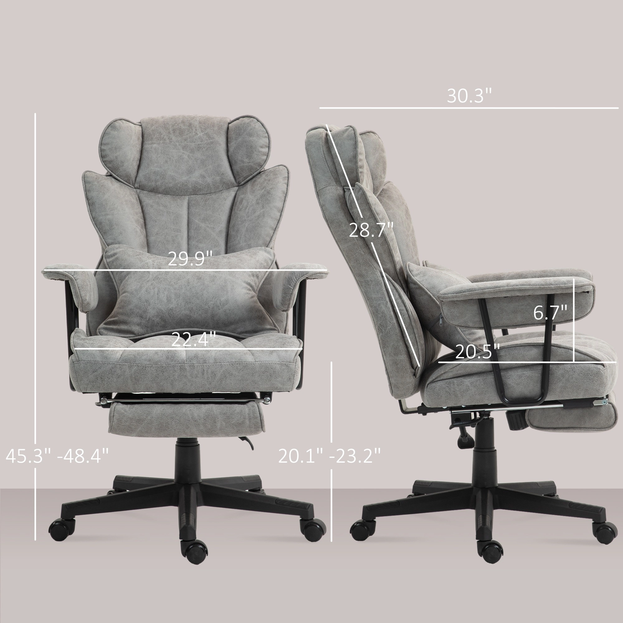 HONGGE Big and Tall Massage Office Chair with Footrest, Lumbar Support and Reclining Function