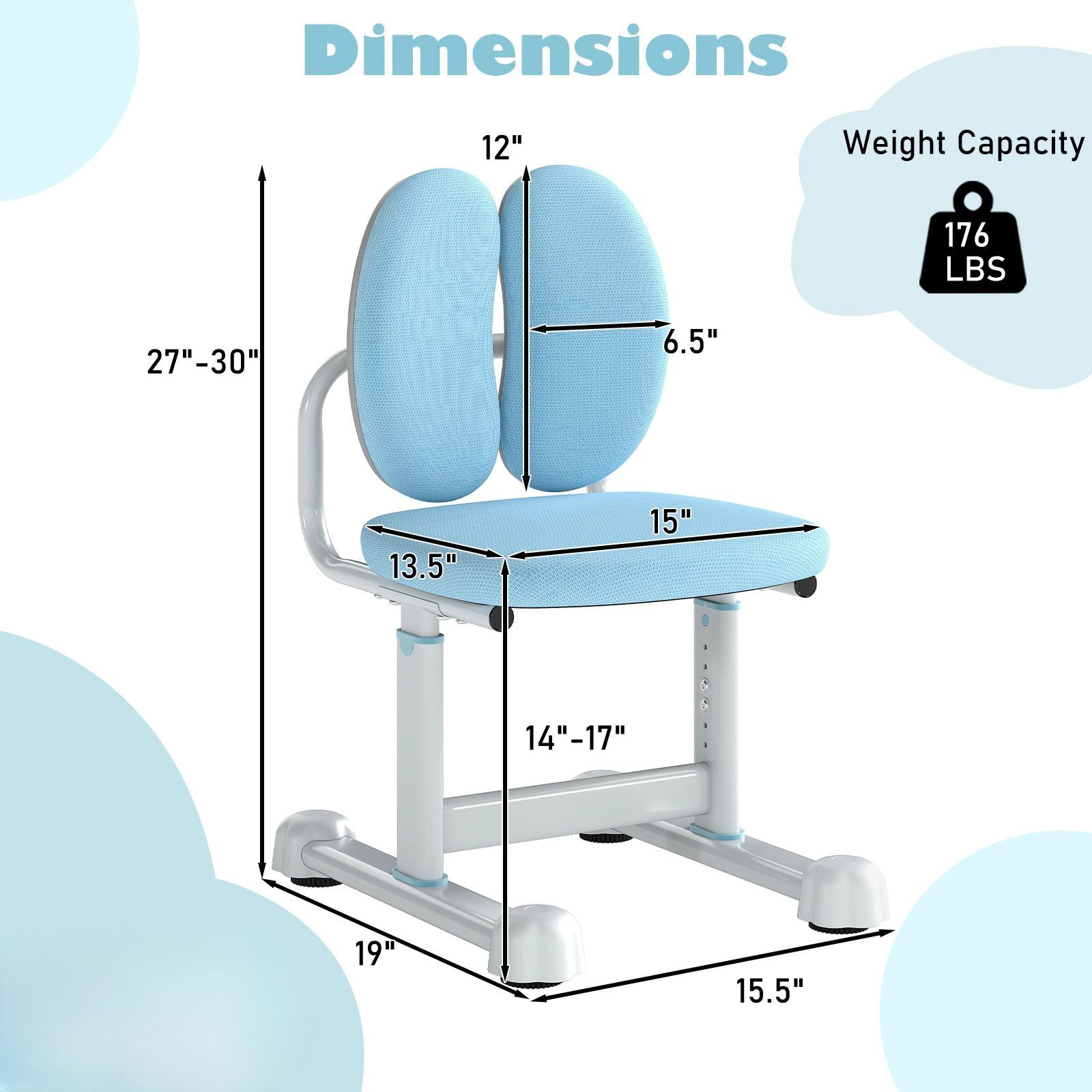 SlickBlue Adjustable Kids Desk Chair Ergonomic Study