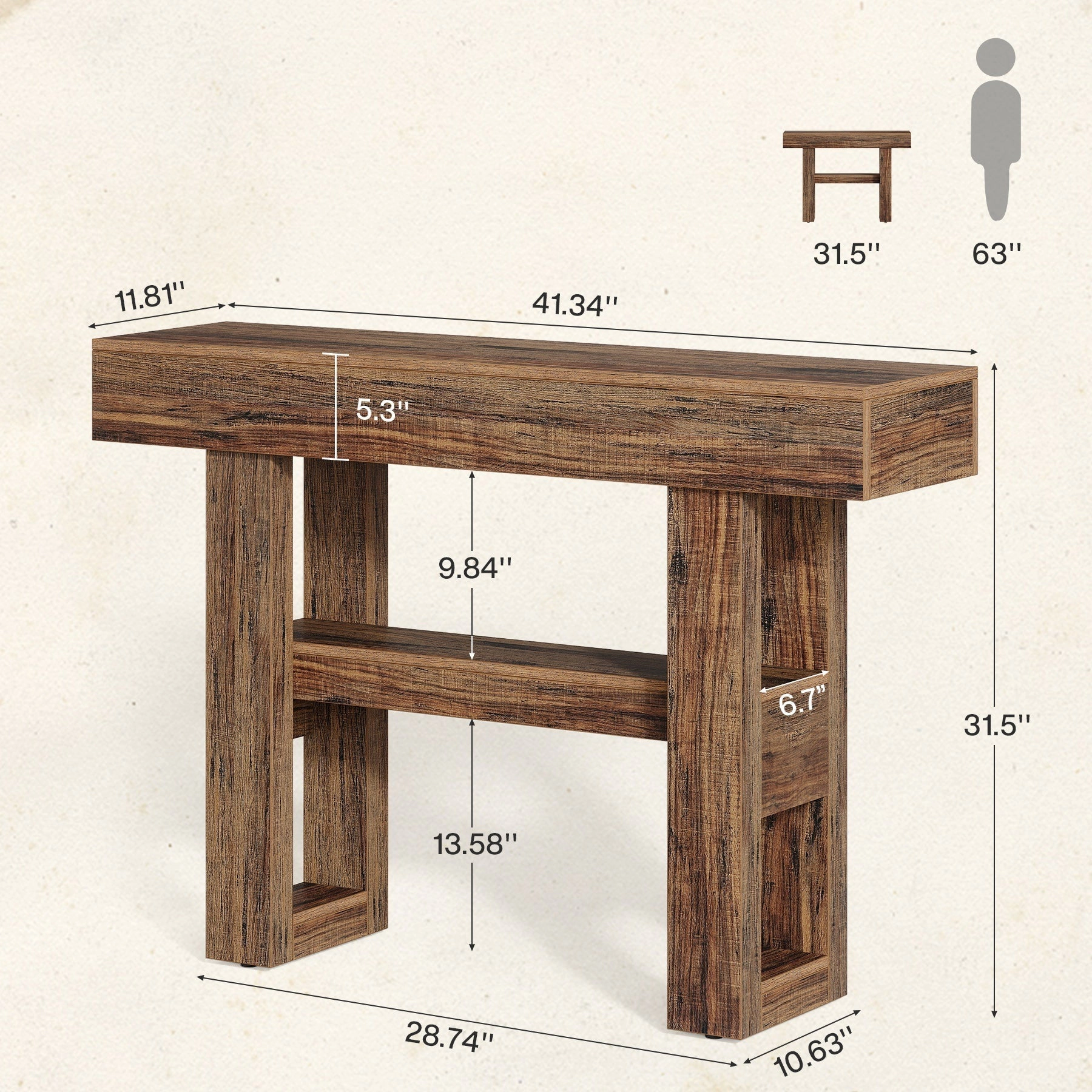 Tribesigns 41.3" Console Table, 2-Tier Narrow Sofa Entryway Table with Storage