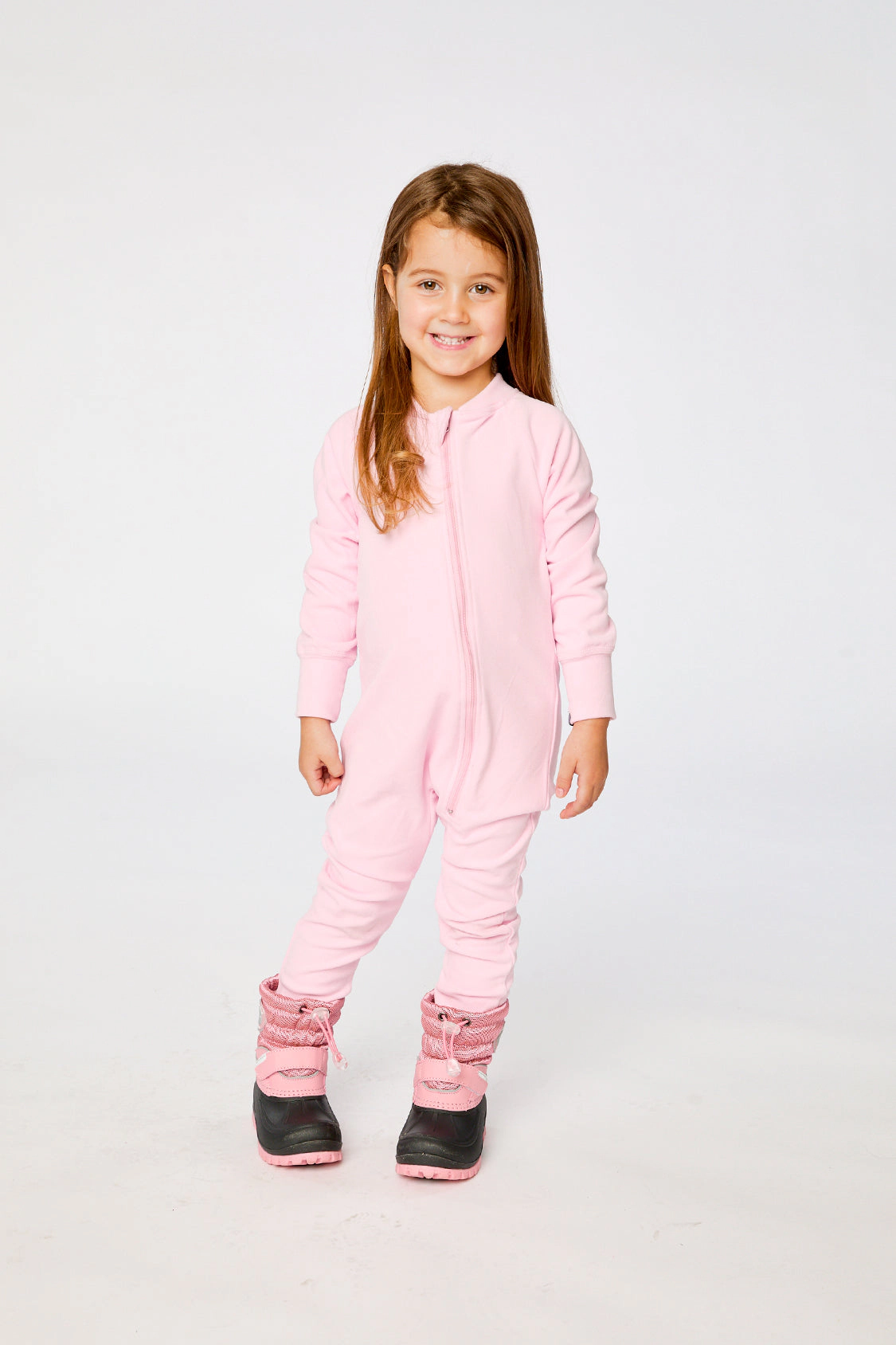 Deux par Deux Girls One Piece Asymmetric Zip Thermal Underwear