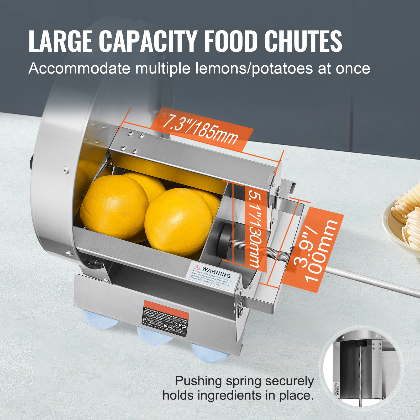 HONGGE Adjustable Commercial Vegetable Fruit Slicer, 0-0.5" / 0-12mm Thickness, Stainless Steel Food Cutter for Cucumber