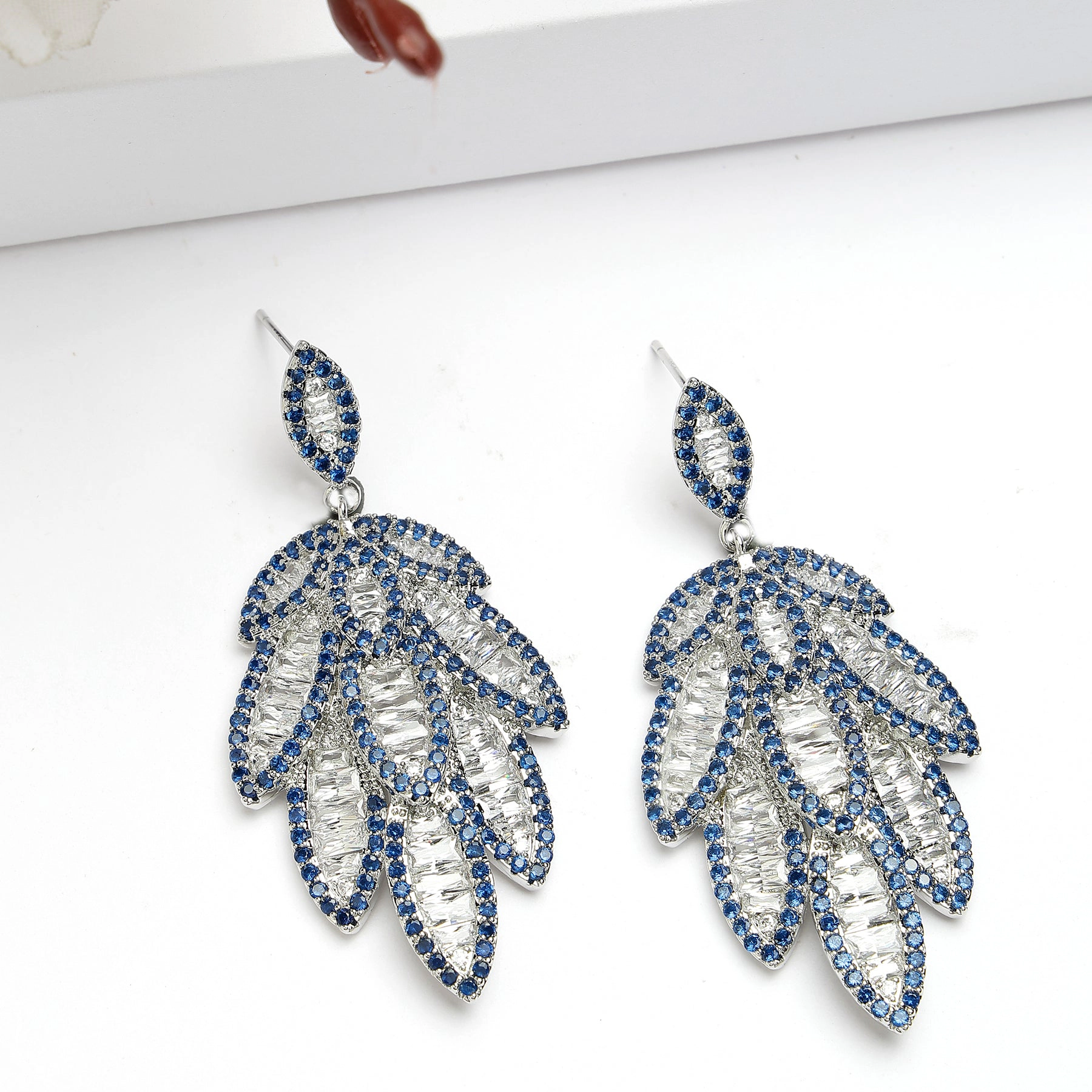AGP PARIS Womens Diva Collection Cubic Zirconia Willow Leaf Dangle Drop Earrings