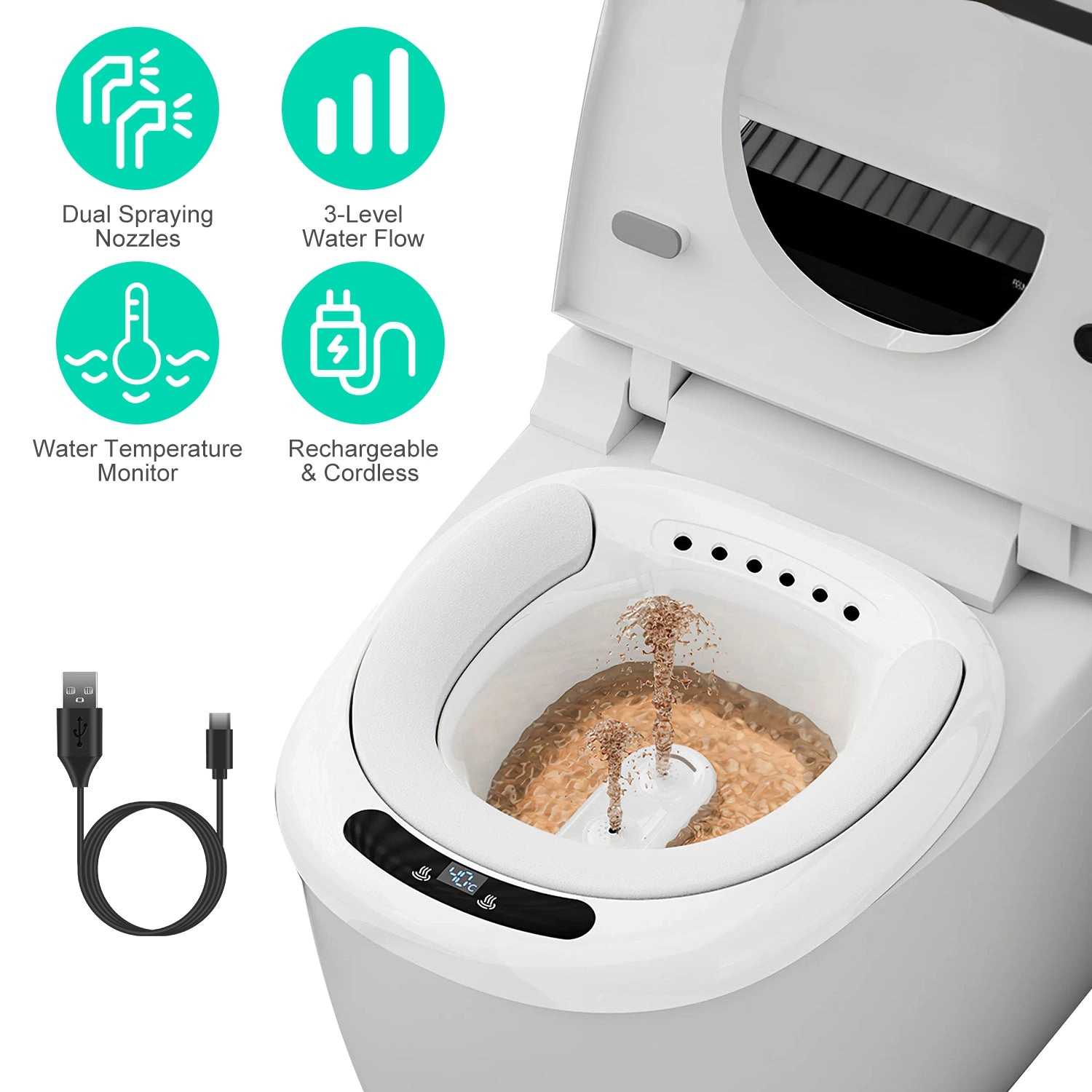 GBruno Electric Sitz Bath Tub With Dual Nozzles