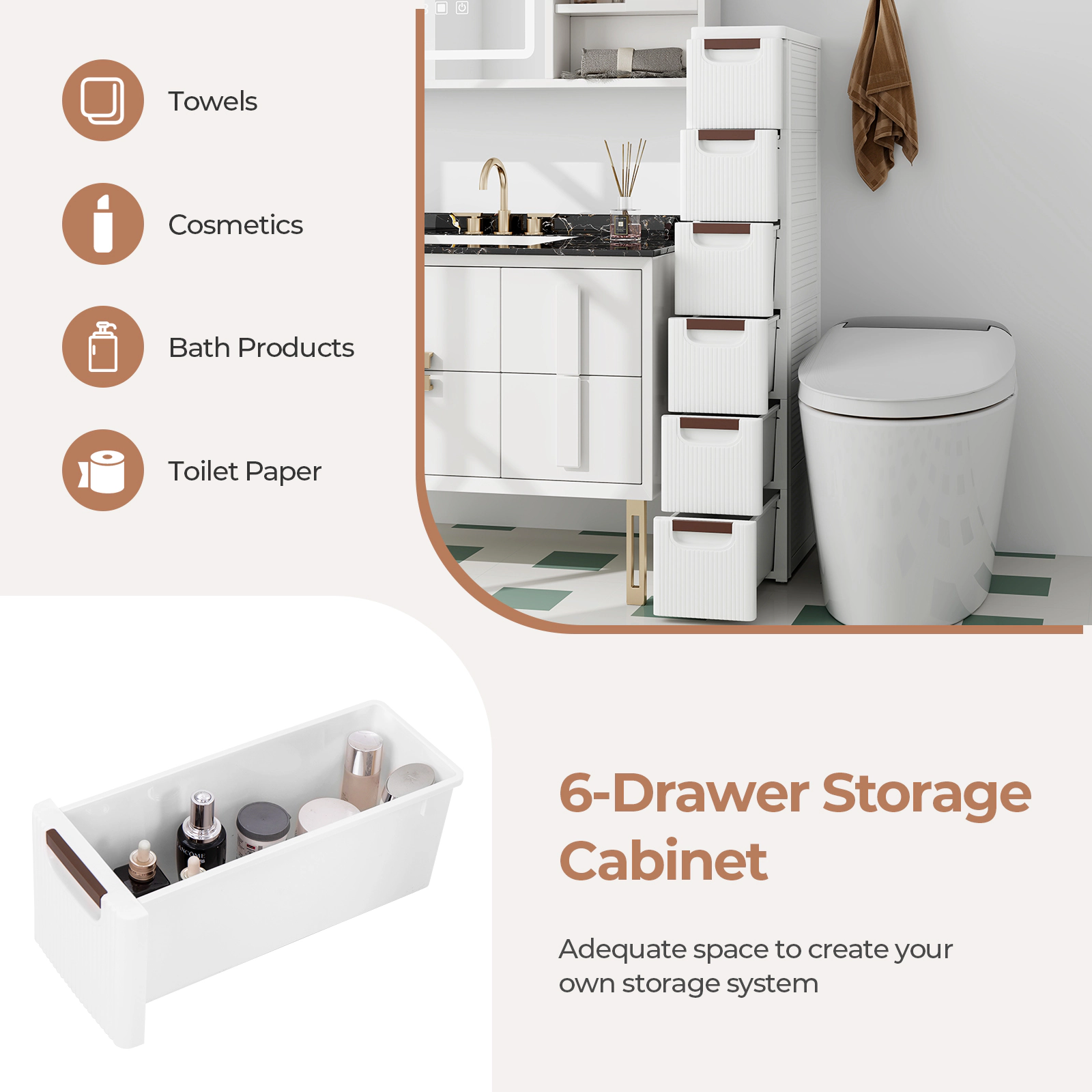 Hivvago Drawer Storage Cabinet on Wheels for Tight Spaces
