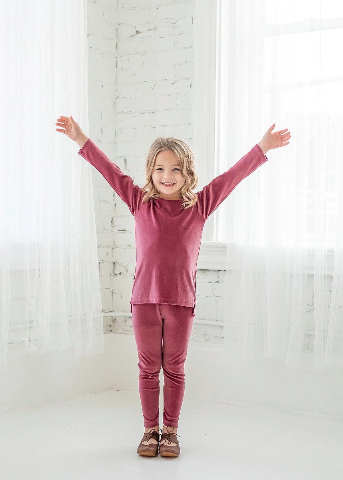 Mabel and Honey Sugar Plum Velour Two-Piece Set Long-Sleeve Top Leggings