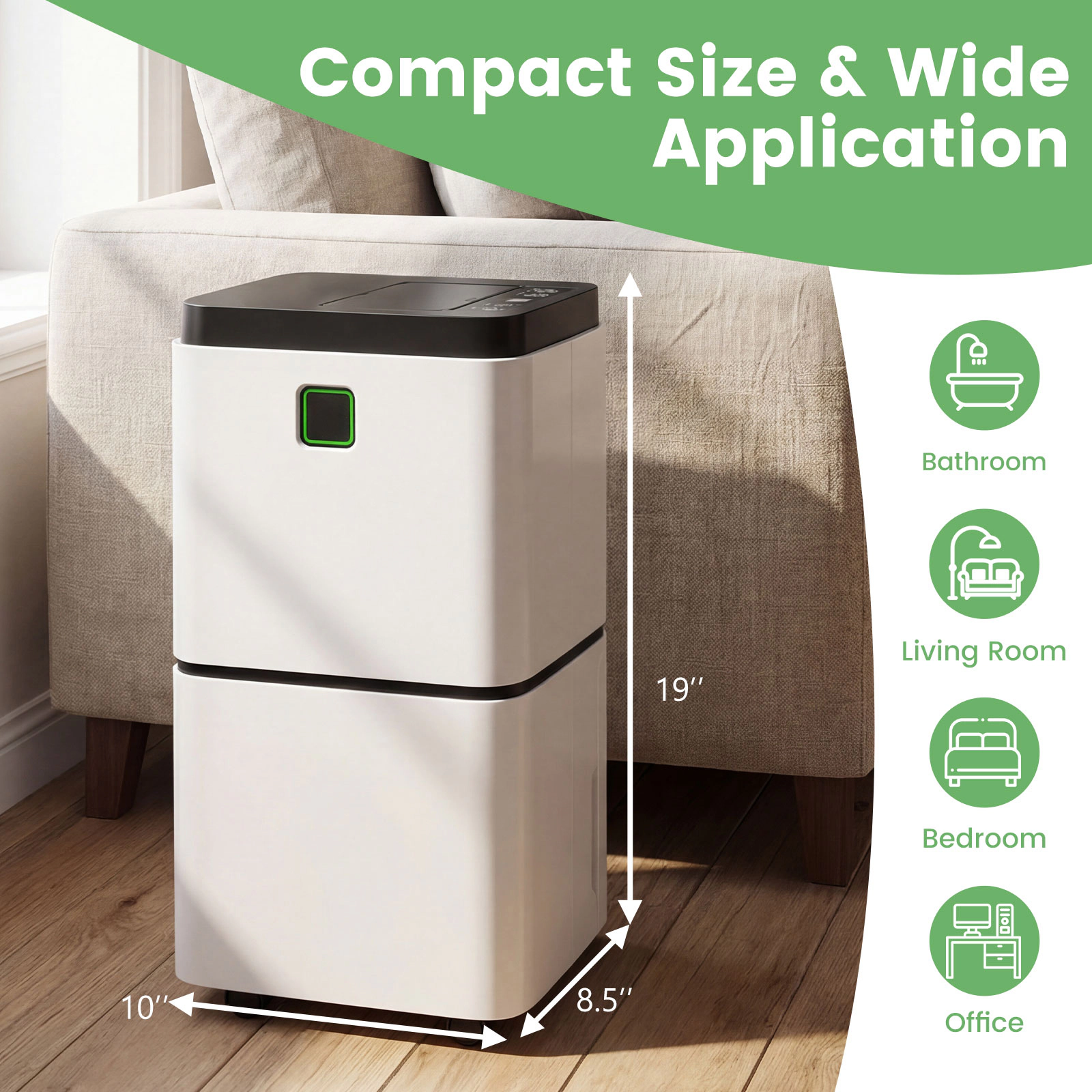 SlickBlue 30 Pint Portable Dehumidifier with Digital Display and 3 Working Modes