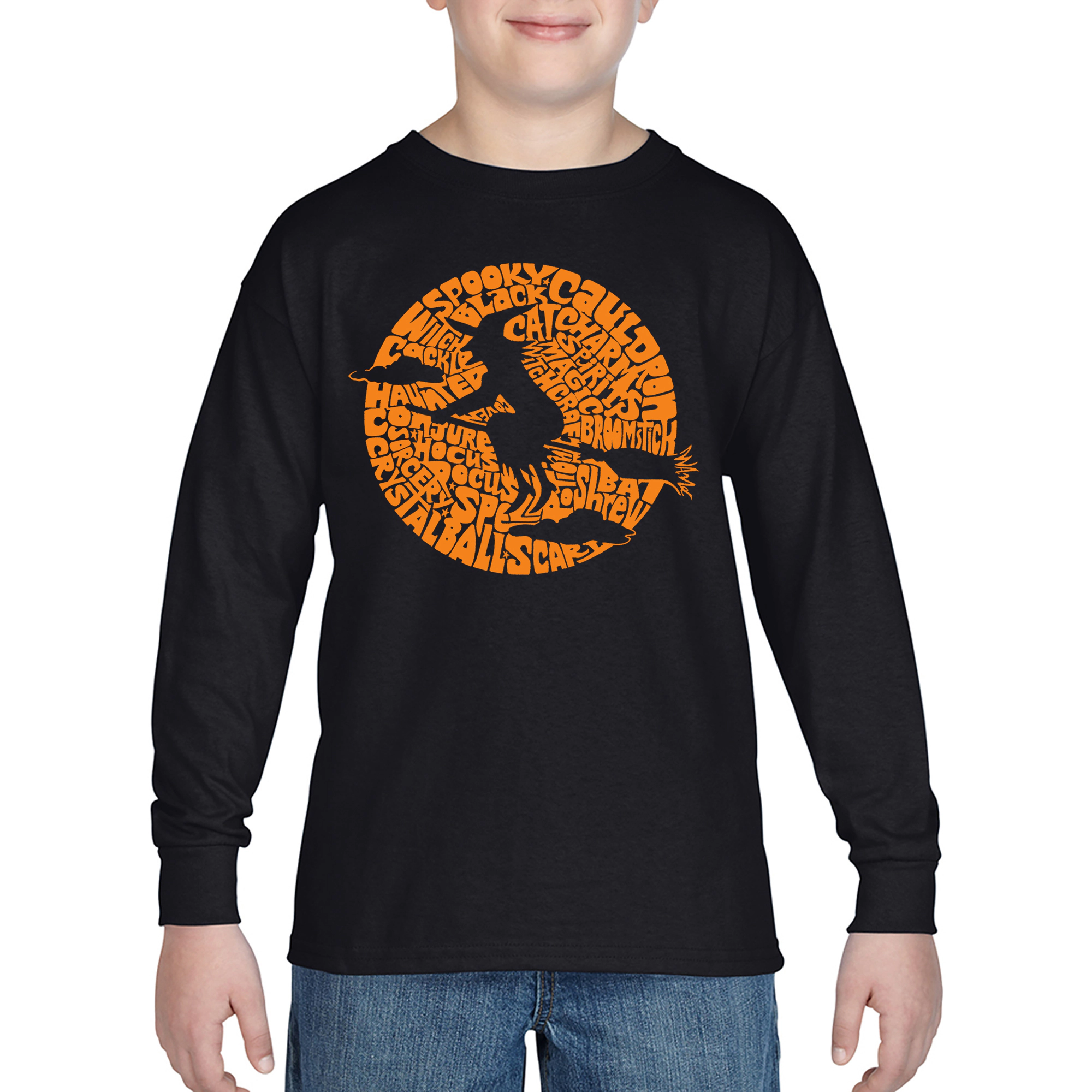 LA Pop Art Boys Long Sleeve T-Shirt -  Spooky Witch