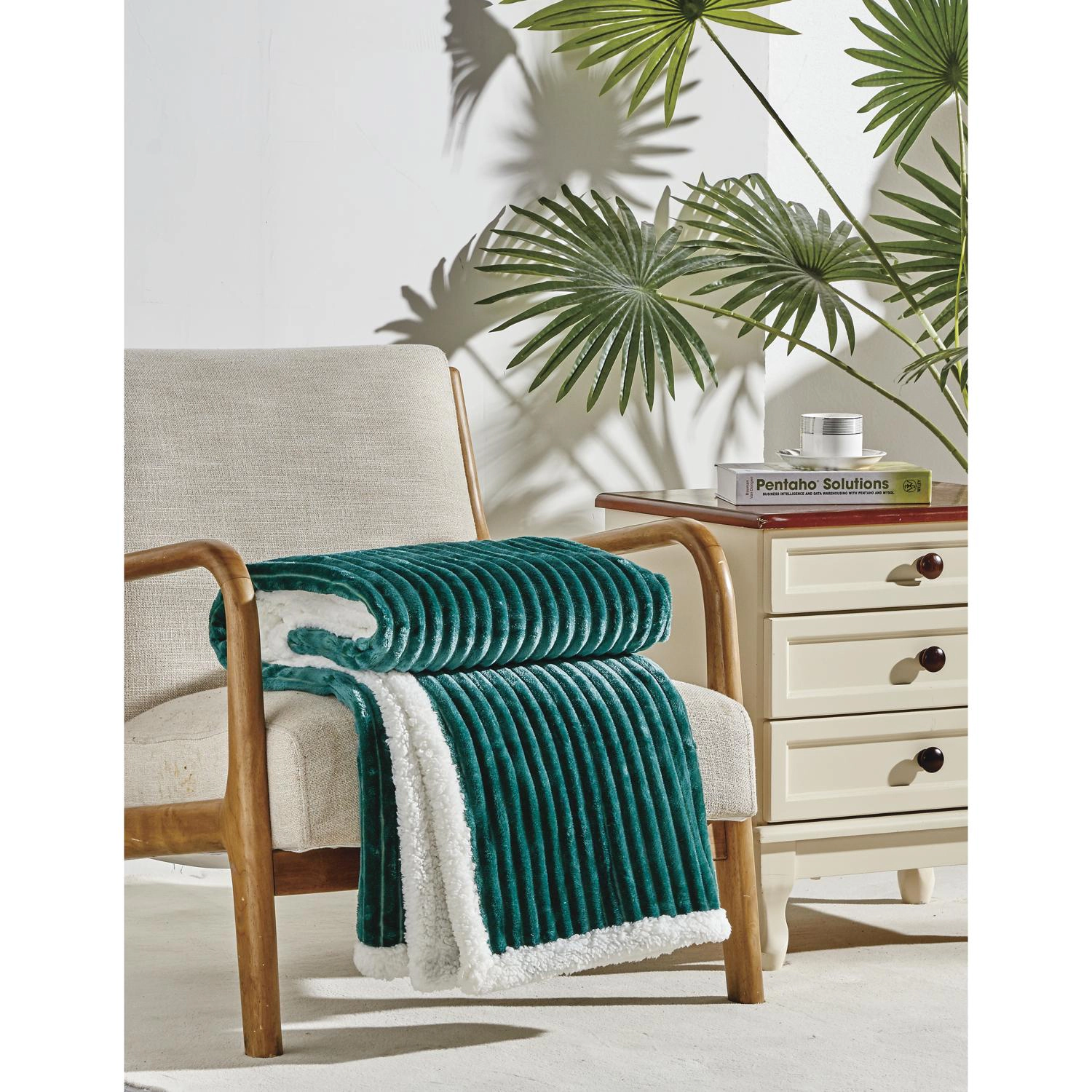 Plazatex Corduroy Faux Sherpa Reverse Throw Blanket - 50x60", Teal