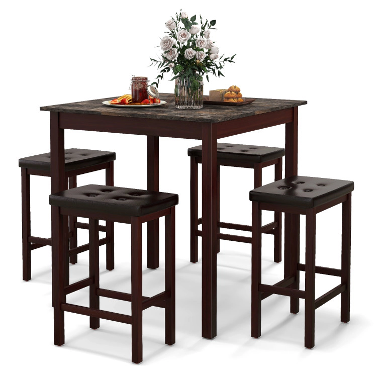 Hivvago 5-Piece Bar Table Set Counter-Height Dining And 4 Stools