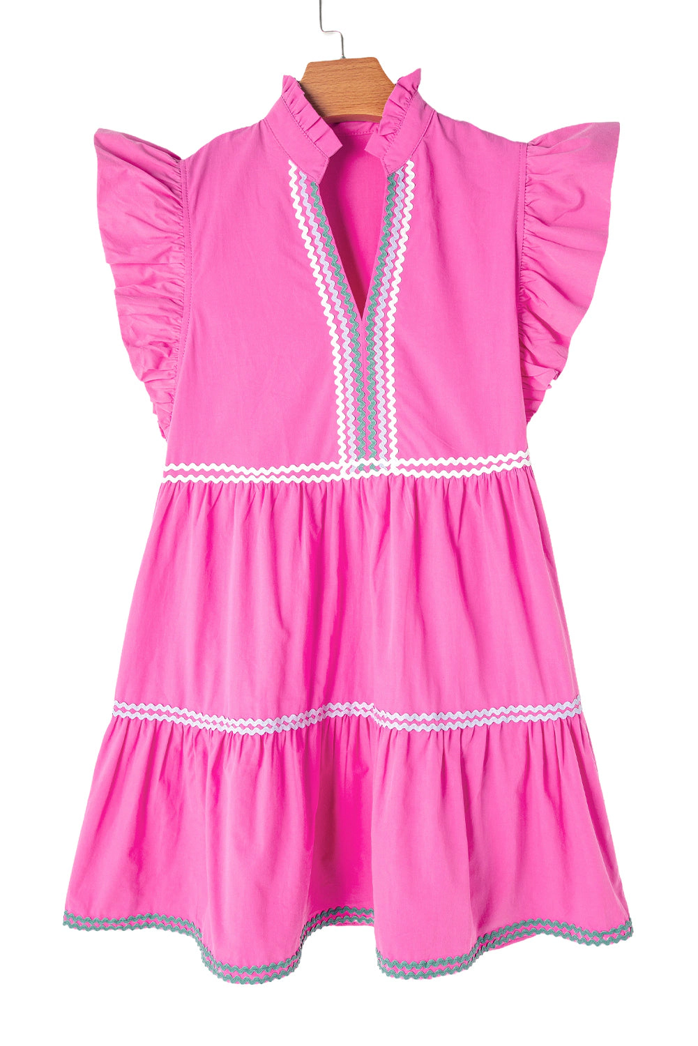Threaded Pear Women's Margaret Flutter Sleeve Tiered Dress