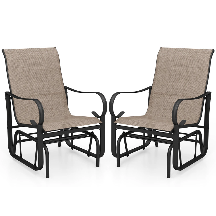Hivvago Outdoor Glider Chairs Set Of 2 With High Backrest Breathable Mesh Fabric And Metal Frame