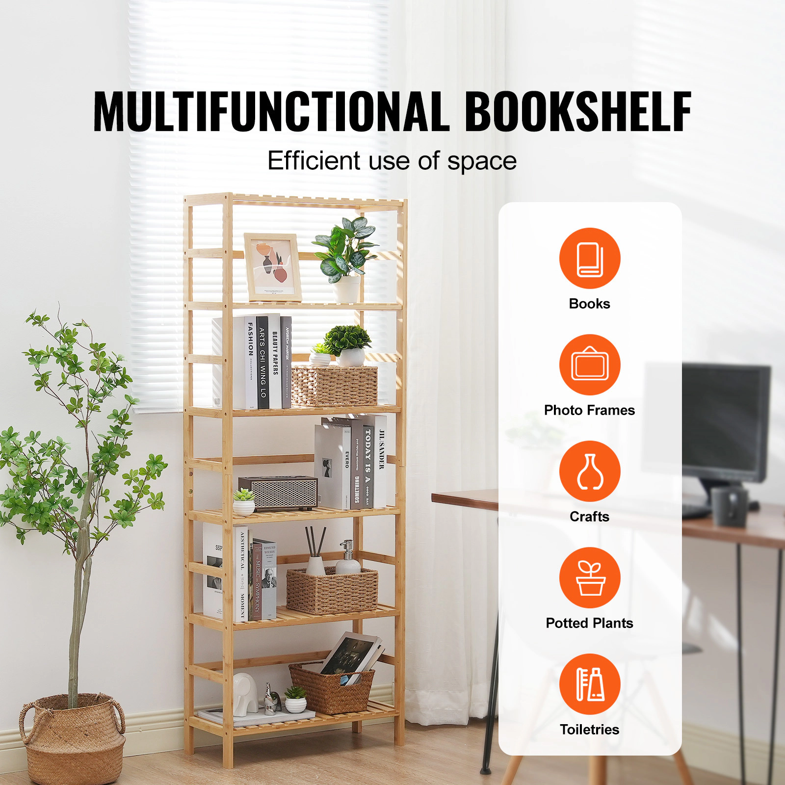 HONGGE Bamboo Bathroom Shelf Display Rack Organizer Freestanding Flower Plant Stand