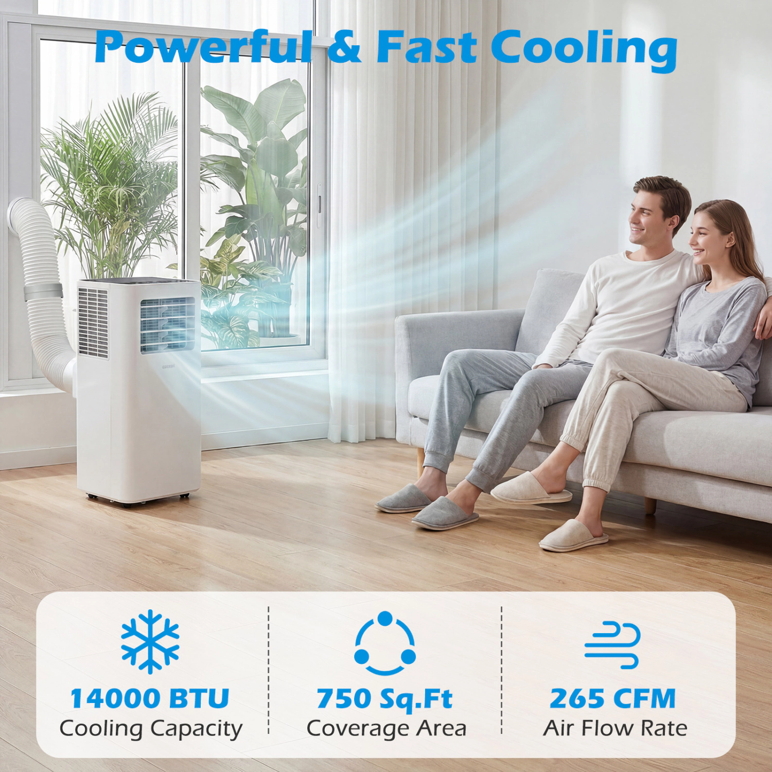 SlickBlue Unisex Portable 14000 BTU Smart Air Conditioner