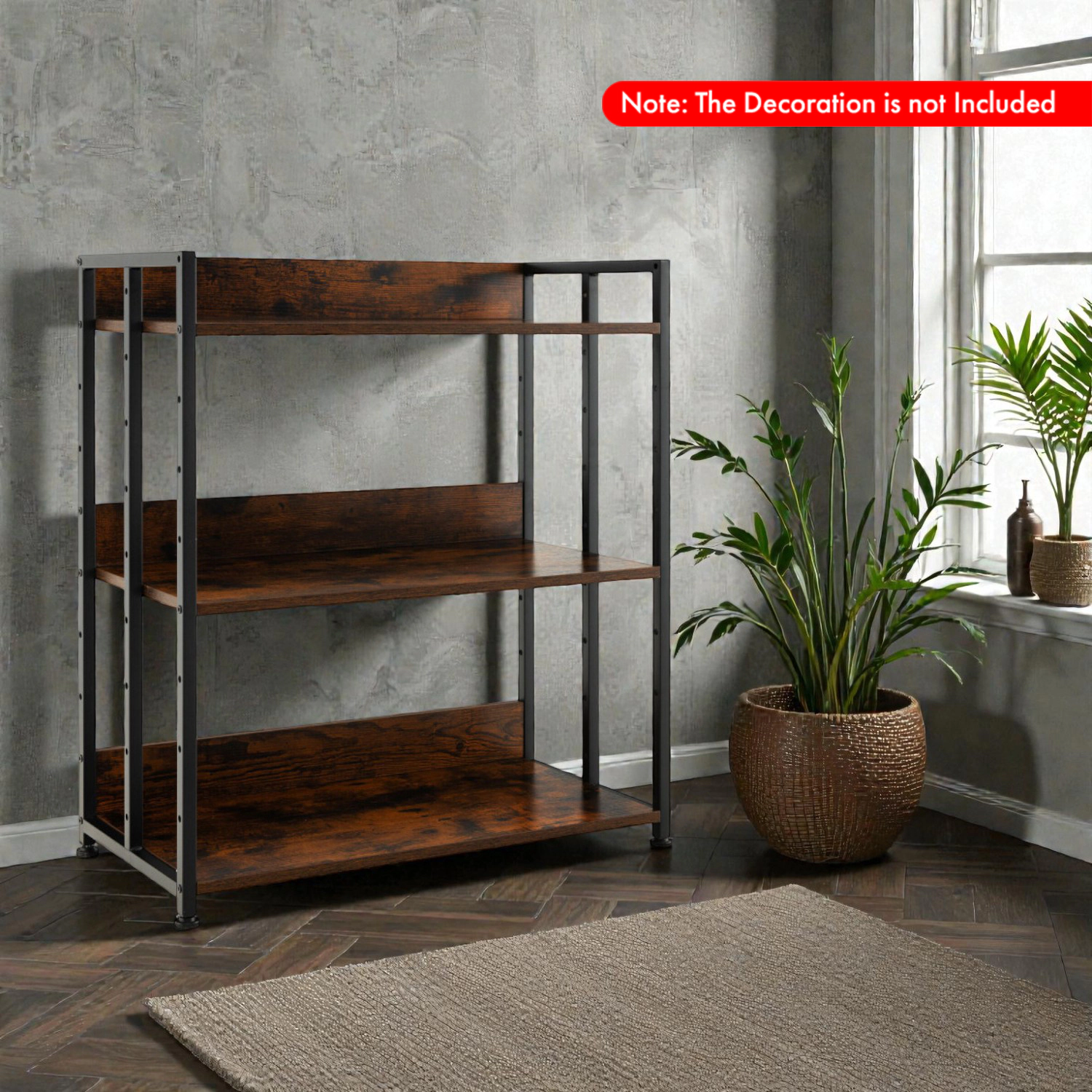 Hivvago Contemporary 3-Tier Adjustable Storage Bookcase for Living Spaces