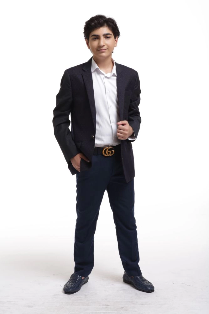 Elie Balleh Boys Slim Fit Diamond Dots Blazer