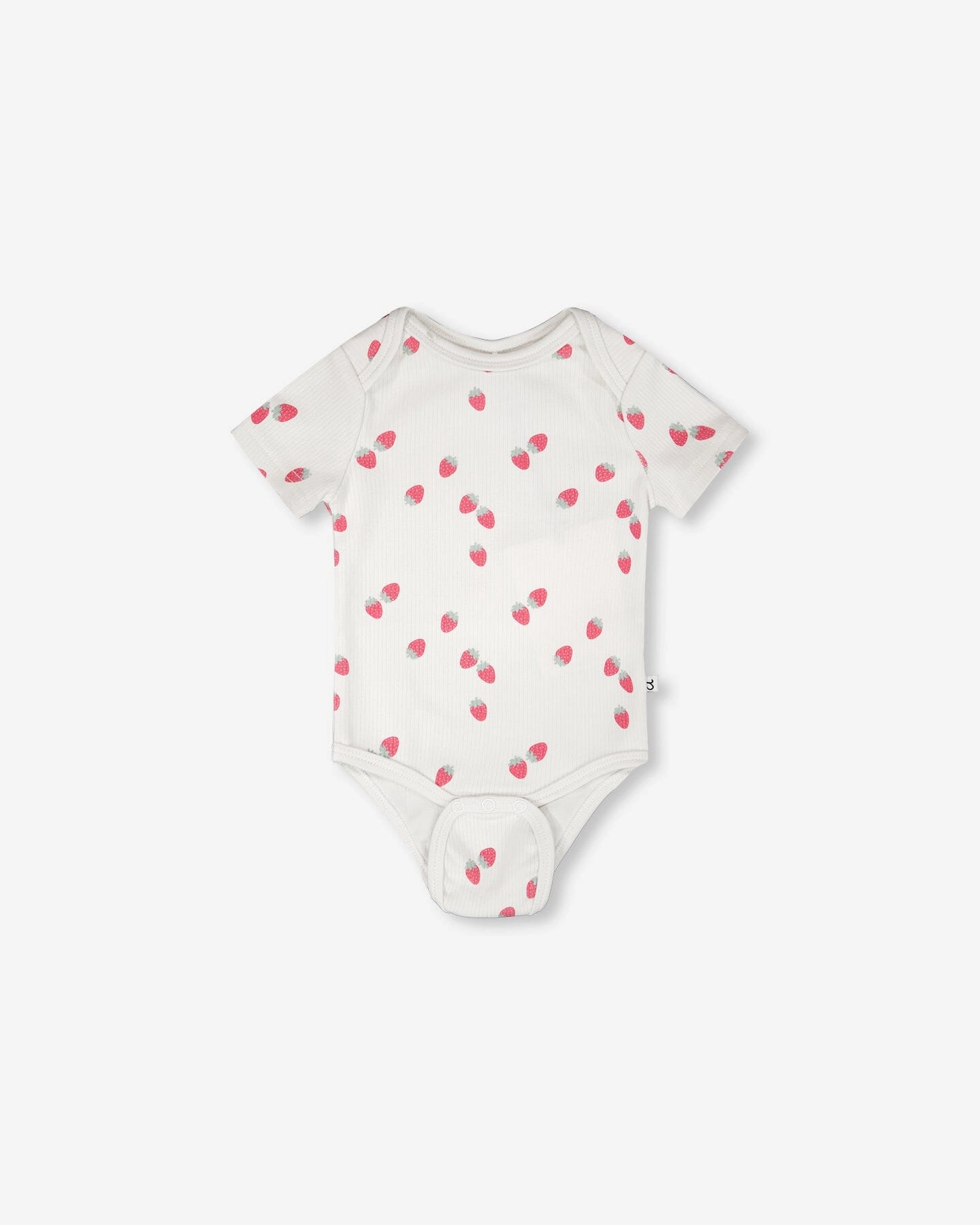 Deux par Deux Girls Evolutive Cotton Rib Jersey Onesie Printed Strawberries