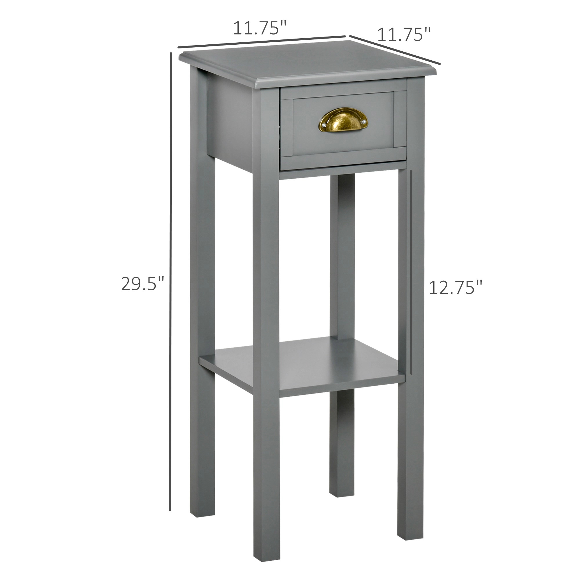 HONGGE 2-Tier Side with Drawer and Shelf End for Living Room Hallway