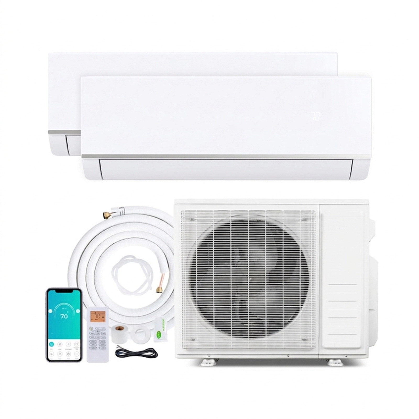 SUGIFT 28000-BTU 2-Zone 20-SEER2 208-230V Ductless Mini Split Air Conditioner with Heat Pump 12K + 18K