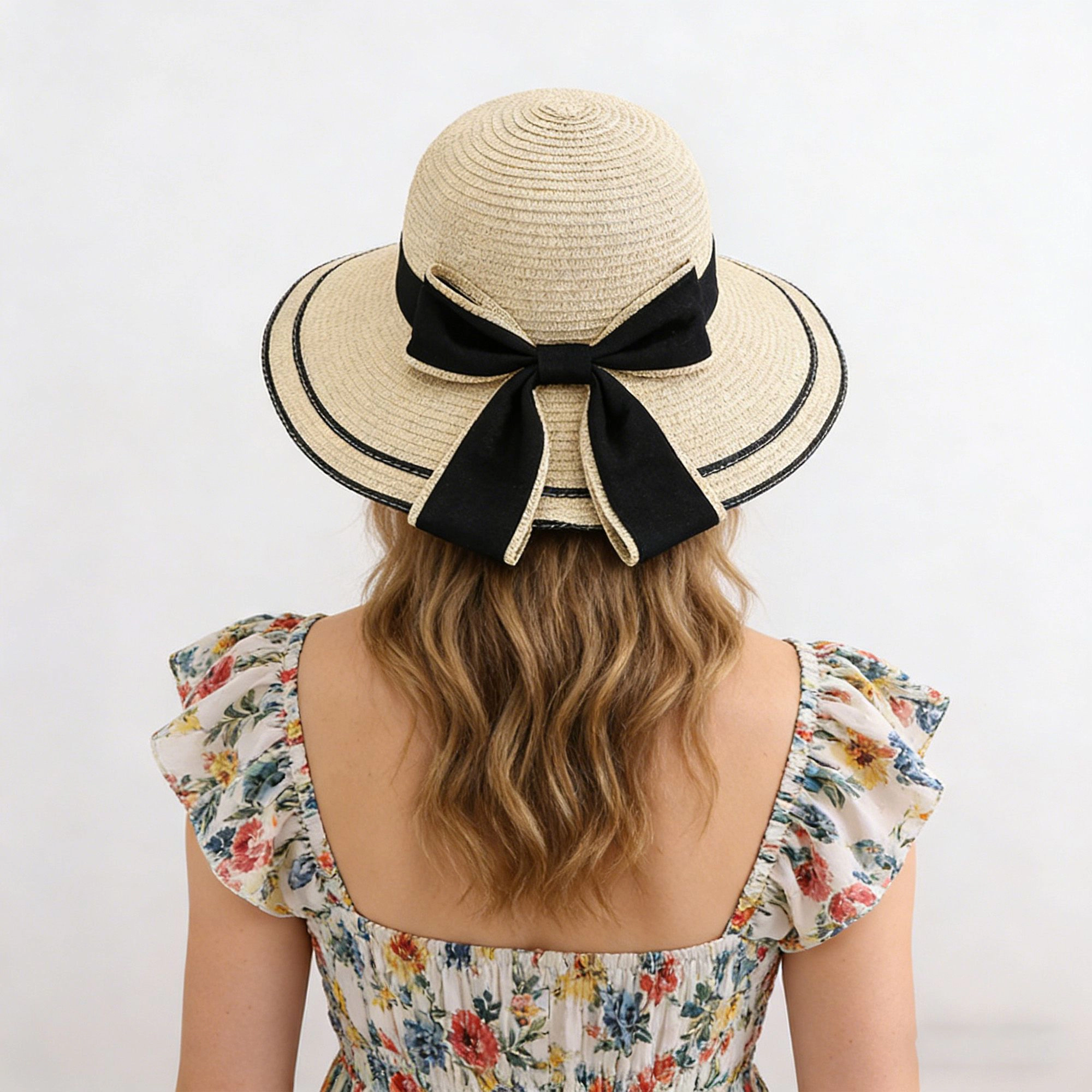 Anna-Kaci Womens Straw Sun Hat with Bow Detail Lightweight Breathable Summer Beach