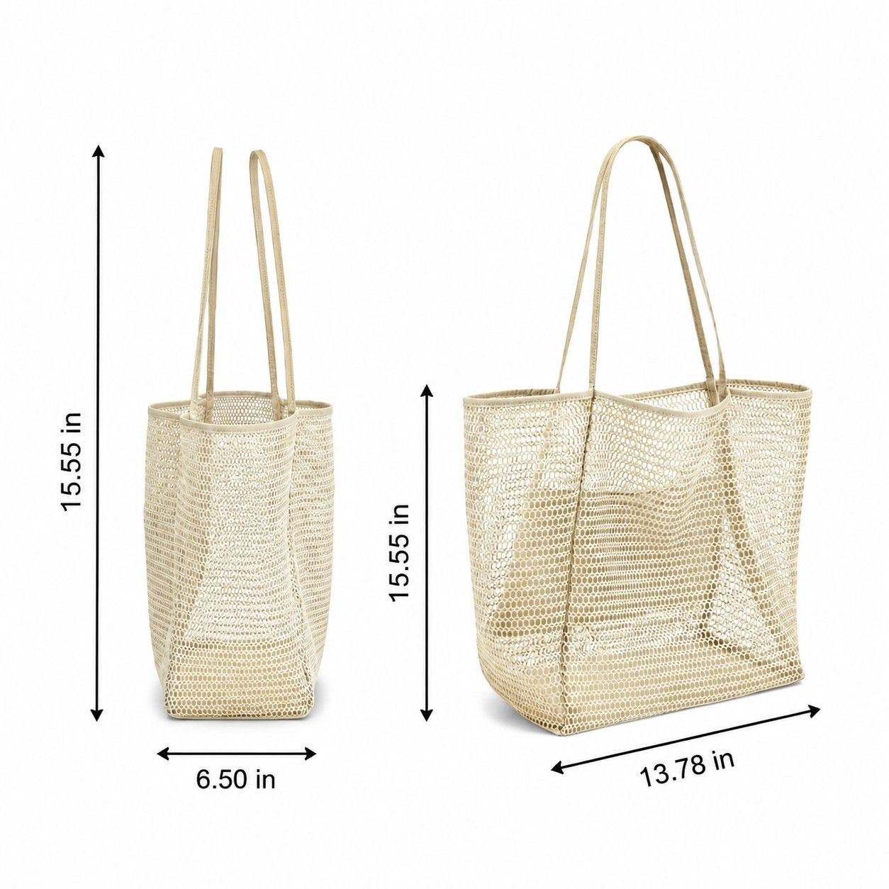 Alilang Women's Mesh Tote Bag Large Capacity Lightweight Polyester Shoulder Handbag with Inner Pouch, Khaki