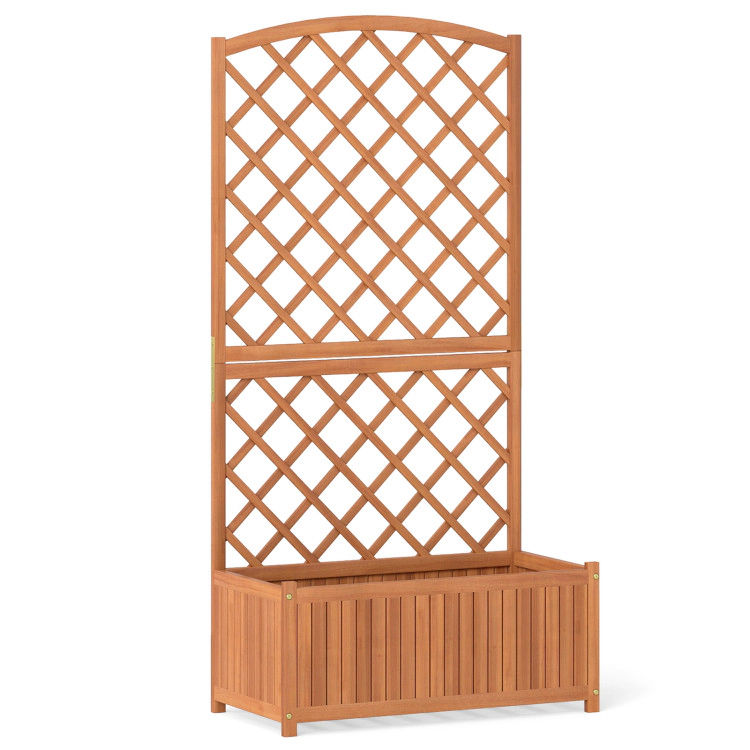 Hivvago Wooden Raised Garden Bed with Trellis 63 Inch Tall Garden Planter
