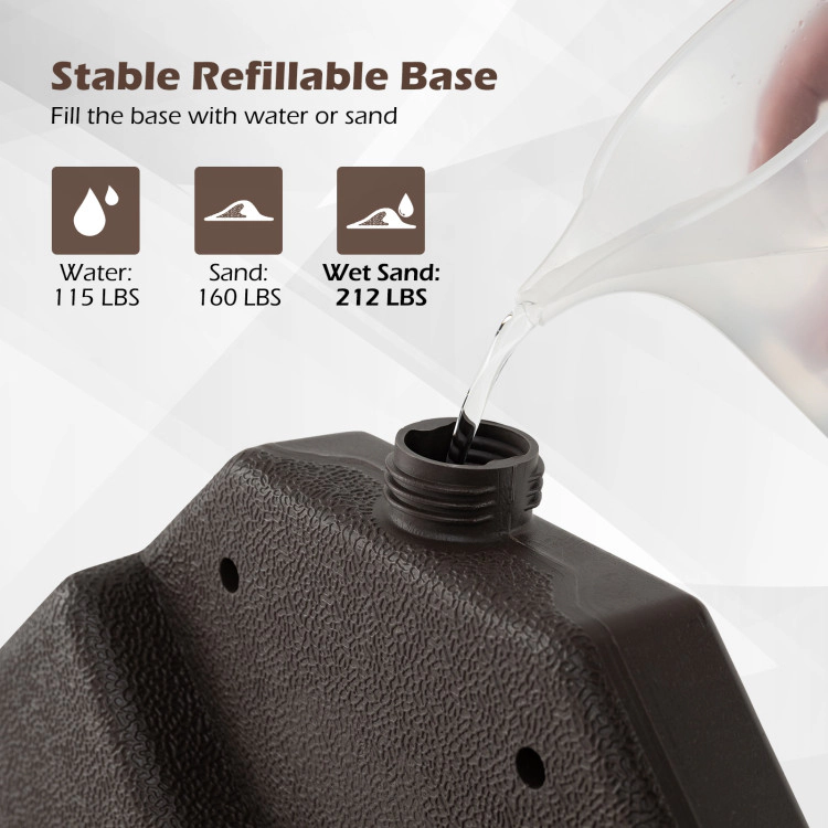 Hivvago 20 Inch Patio Offset Water Filled Plate Umbrella Base Sand-Coffee
