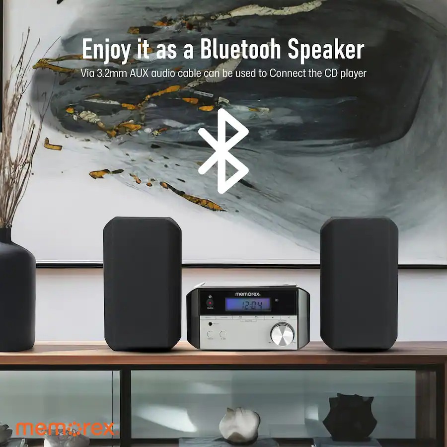 Memorex MCD200 Bluetooth CD Micro System - 10W Stereo, Dual Speakers, USB & FM