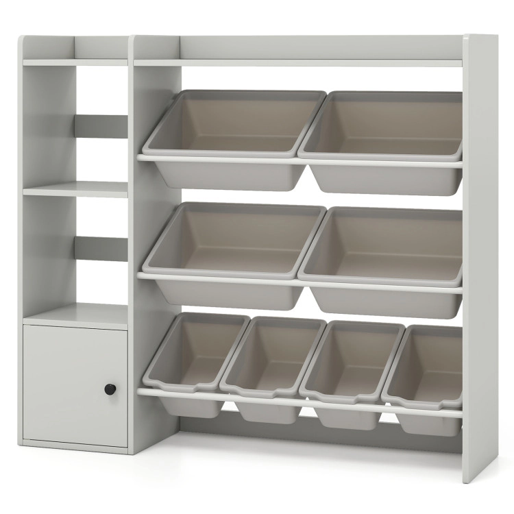 Hivvago Kids Toy Storage and Bookshelf with Open Shelves Single-door Cabinet