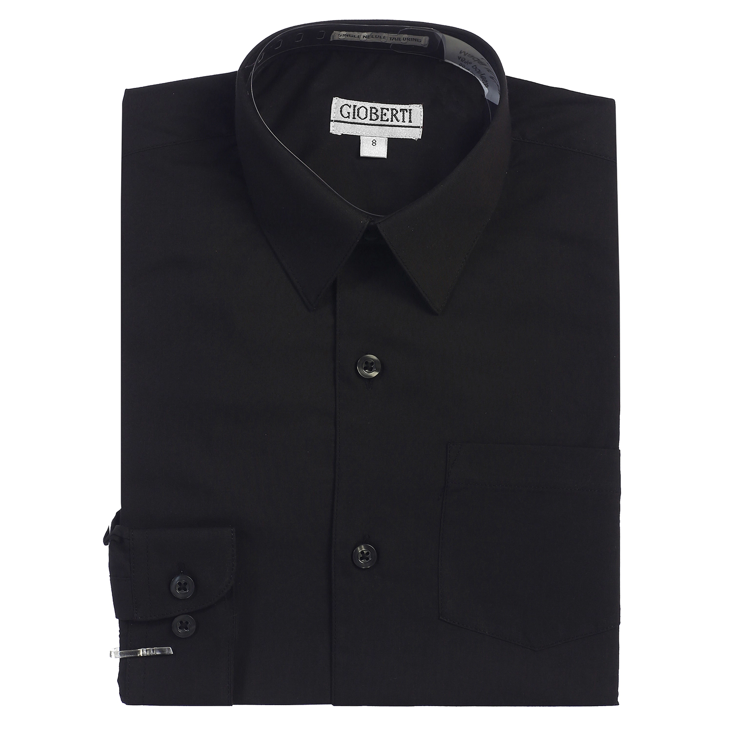 Gioberti Boy's Long Sleeve Dress Shirt With Design Tie Set