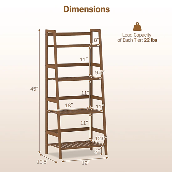 LJG 4-Tier Bamboo Plant Rack with Guardrails Stable and Space-Saving