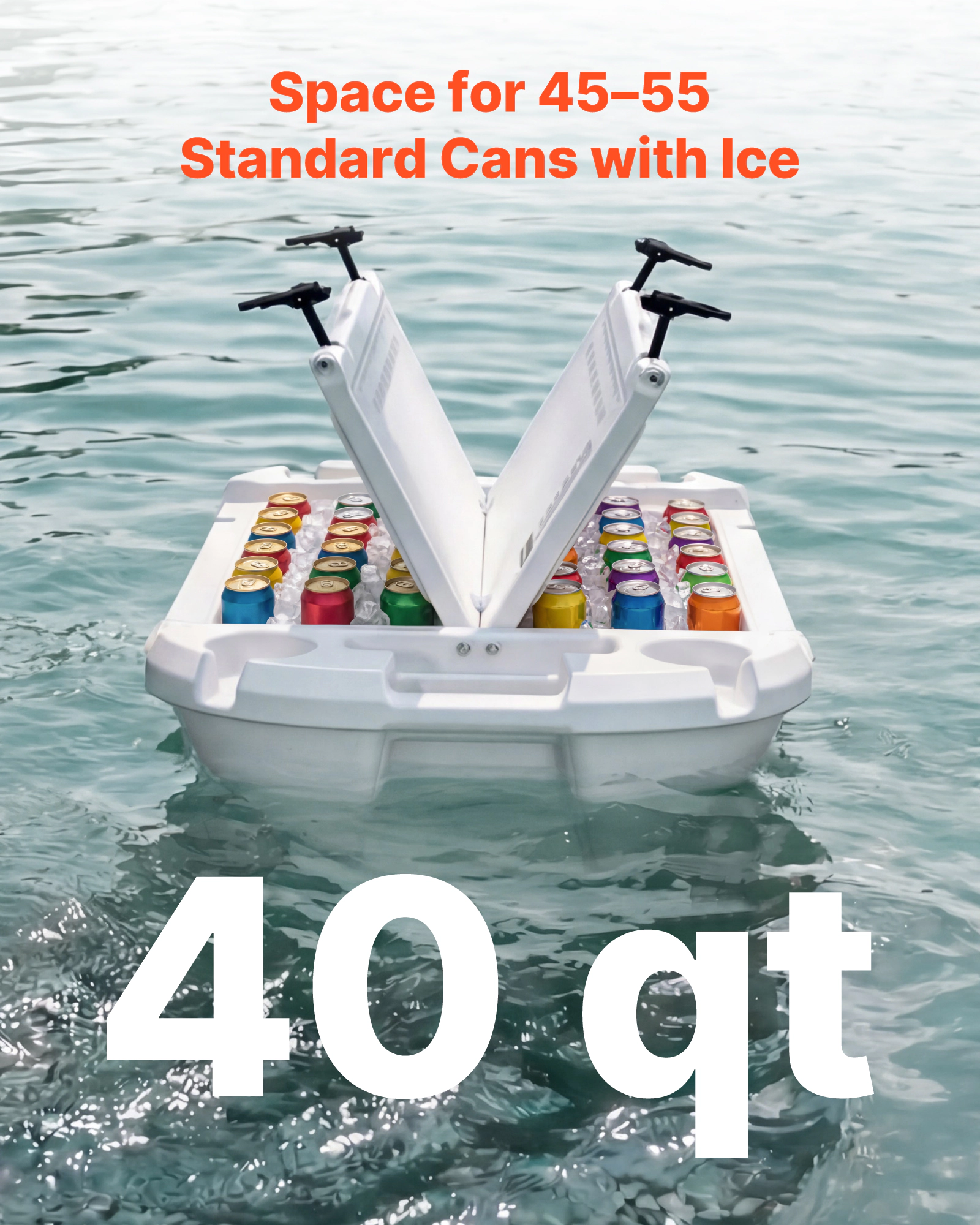 HONGGE 40 QT Floating Cooler with Tow Rope, Boat-Style LLDPE Ice Chest for Lake, River, Pool, Beach & Kayaking