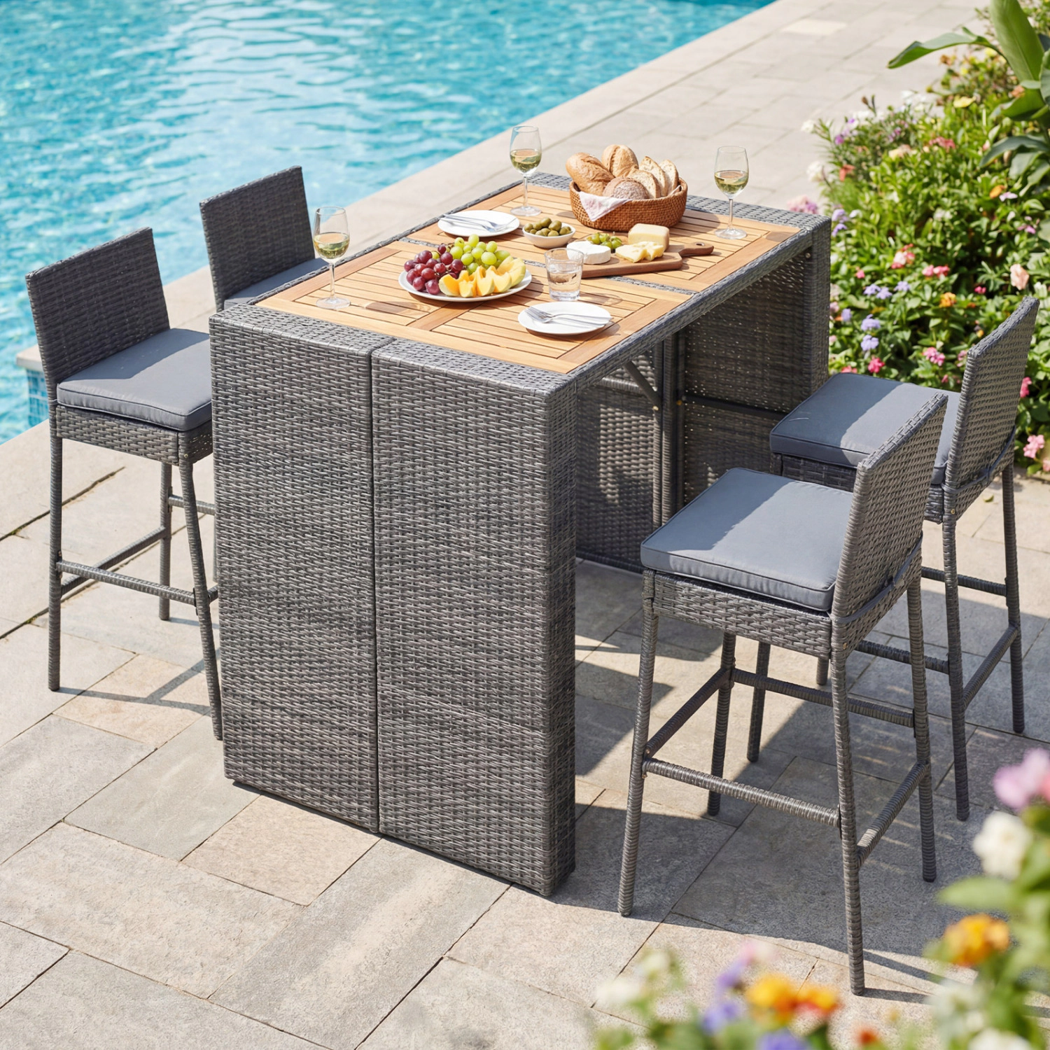 LJG Patio Acacia Wood Dining Set for Home