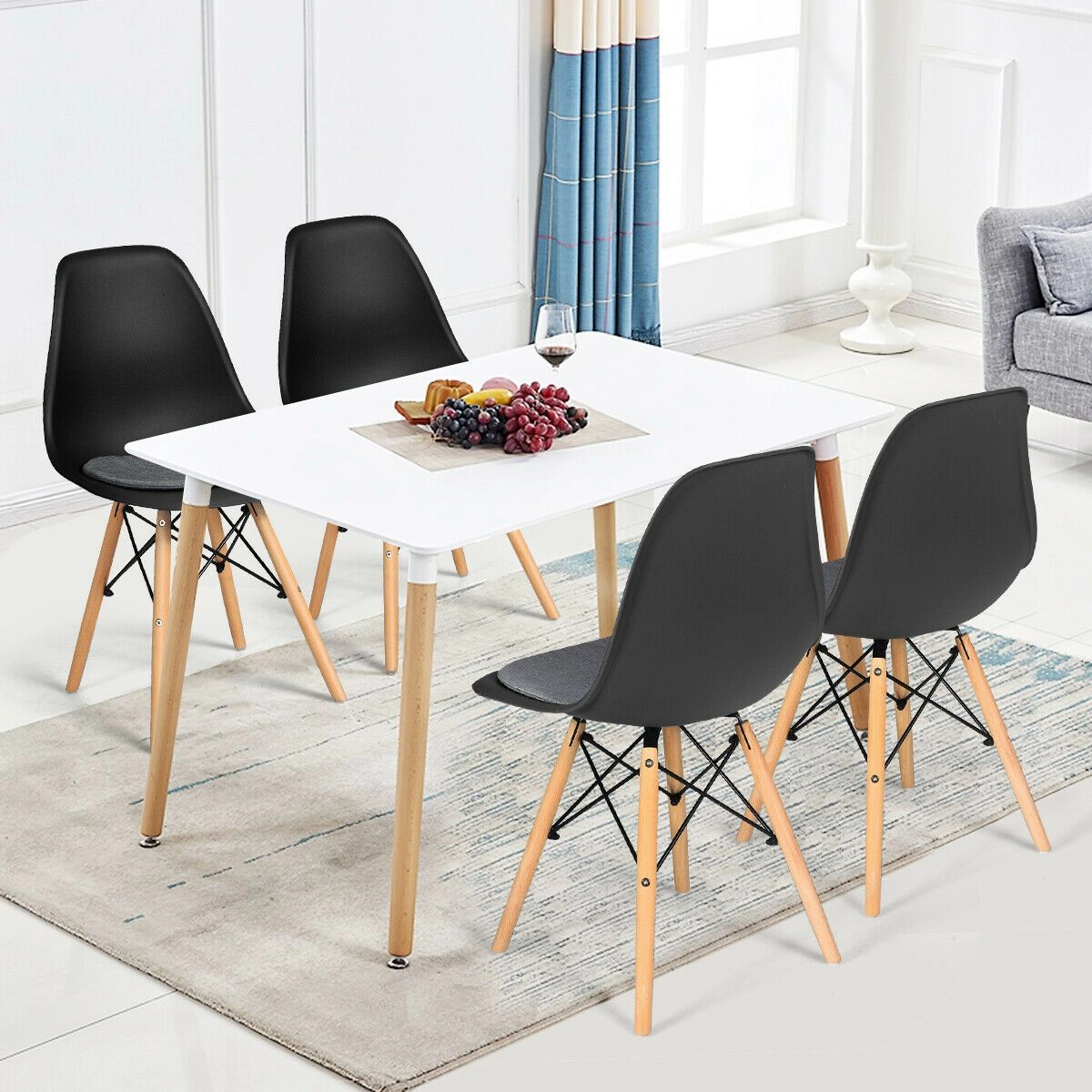 SlickBlue Unisex Set of 4 Modern Dining Chairs with Beech Wood Legs