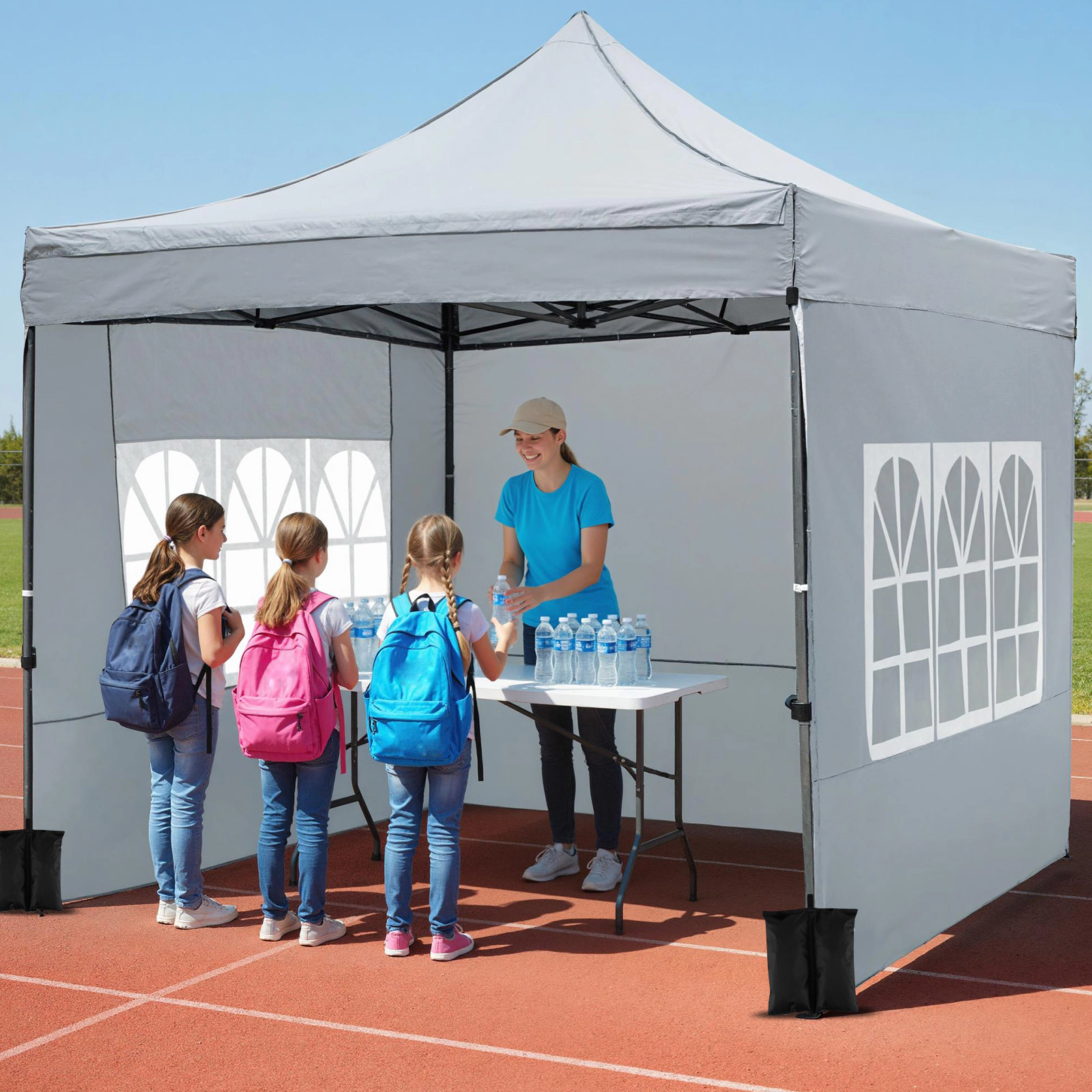 LJG 10 x FT Pop up Canopy Tent with Sidewalls and Awning for Party Picnic Event