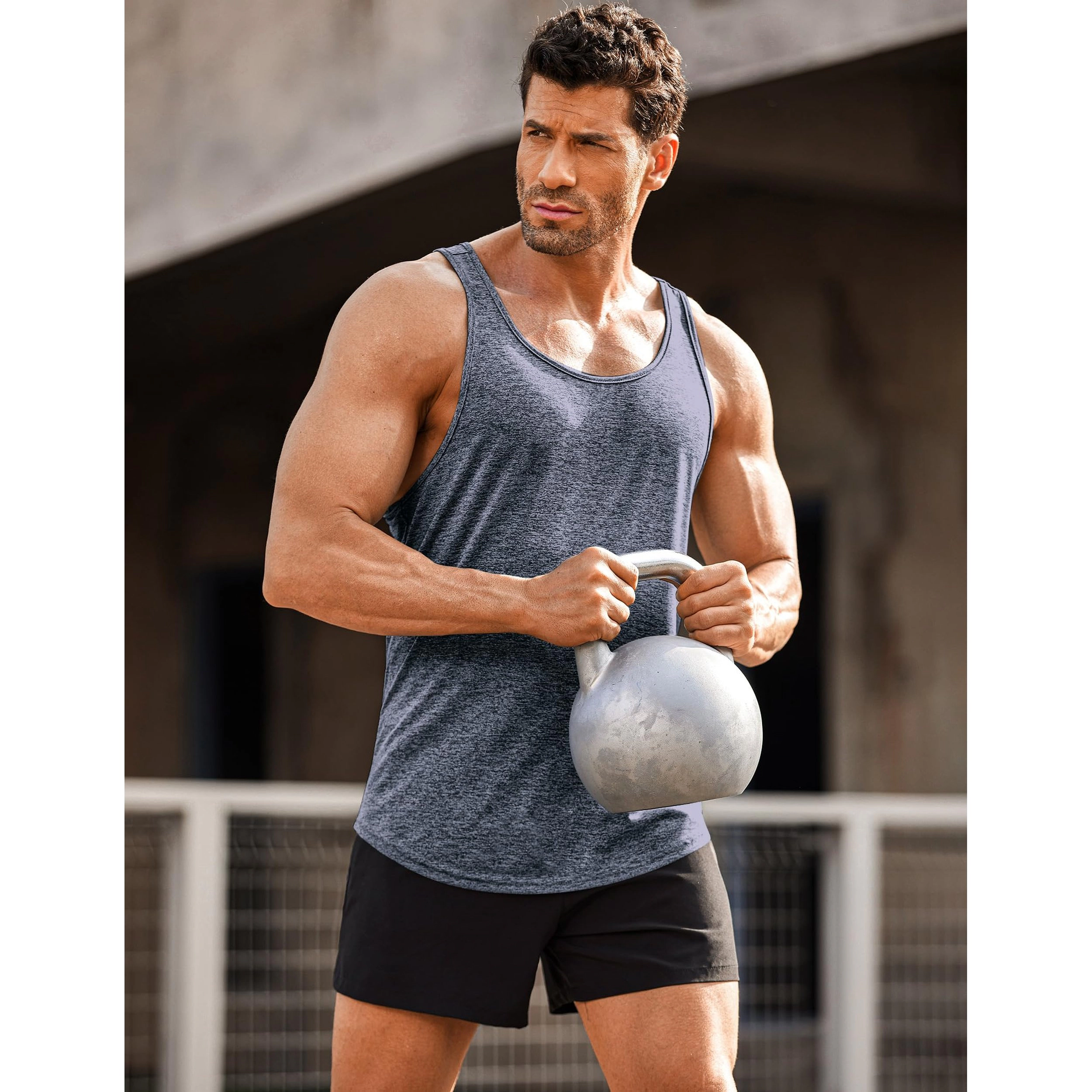 COOFANDY Men's Athletic Fit Scoop Neck Sleeveless Gym Training Tank Tops